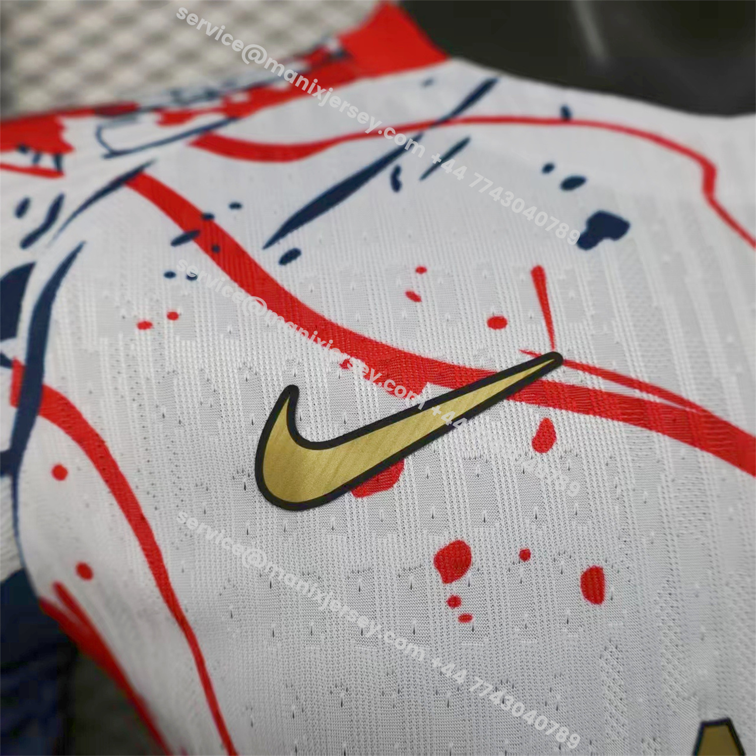 ManixJersey.com | Paris Saint-Germain PSG 25-26 Red And Blue Lines White Special Jersey - Player Version -Customize Name, Number and Patch | Worldwide Shipping