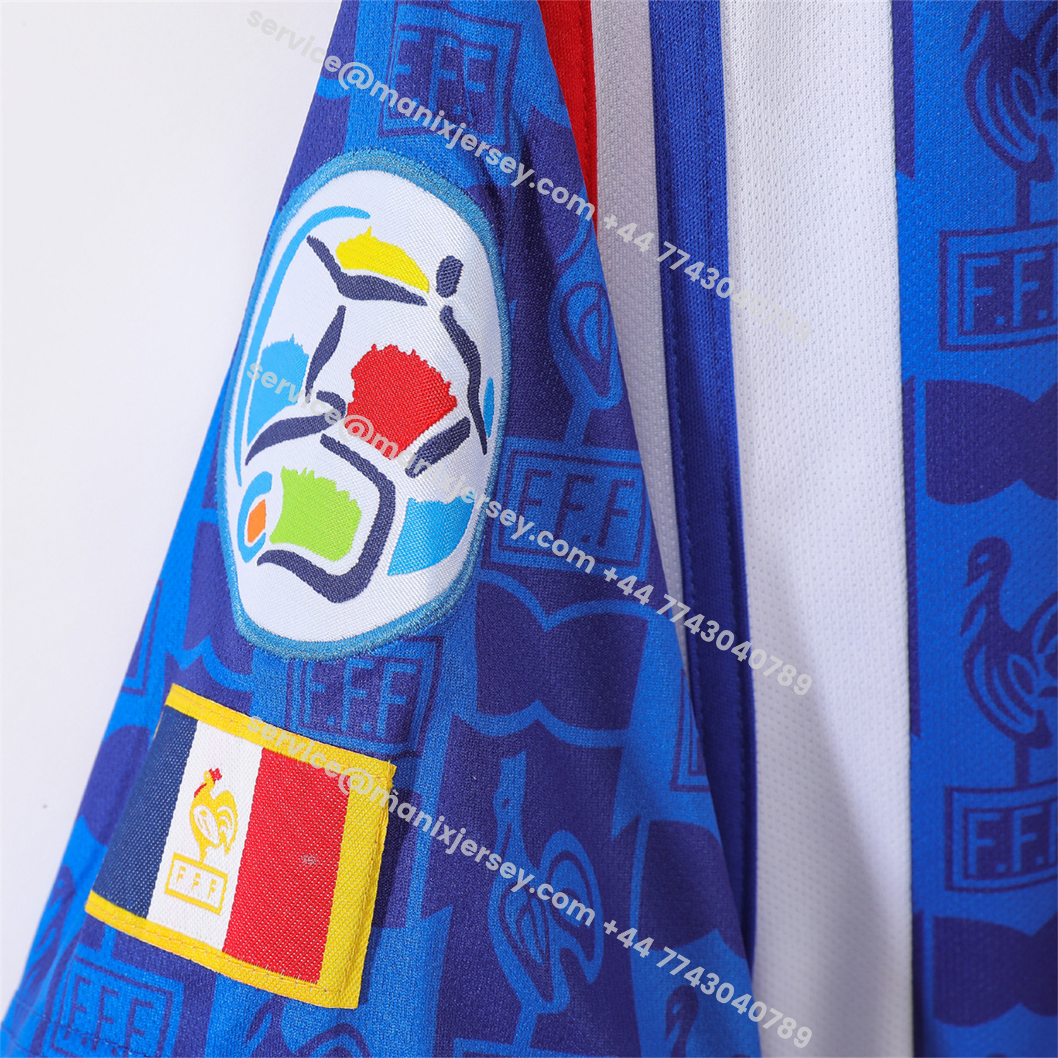 ManixJersey.com | Retro France 1996 Home Jersey -Customize Name, Number and Patch | Worldwide Shipping