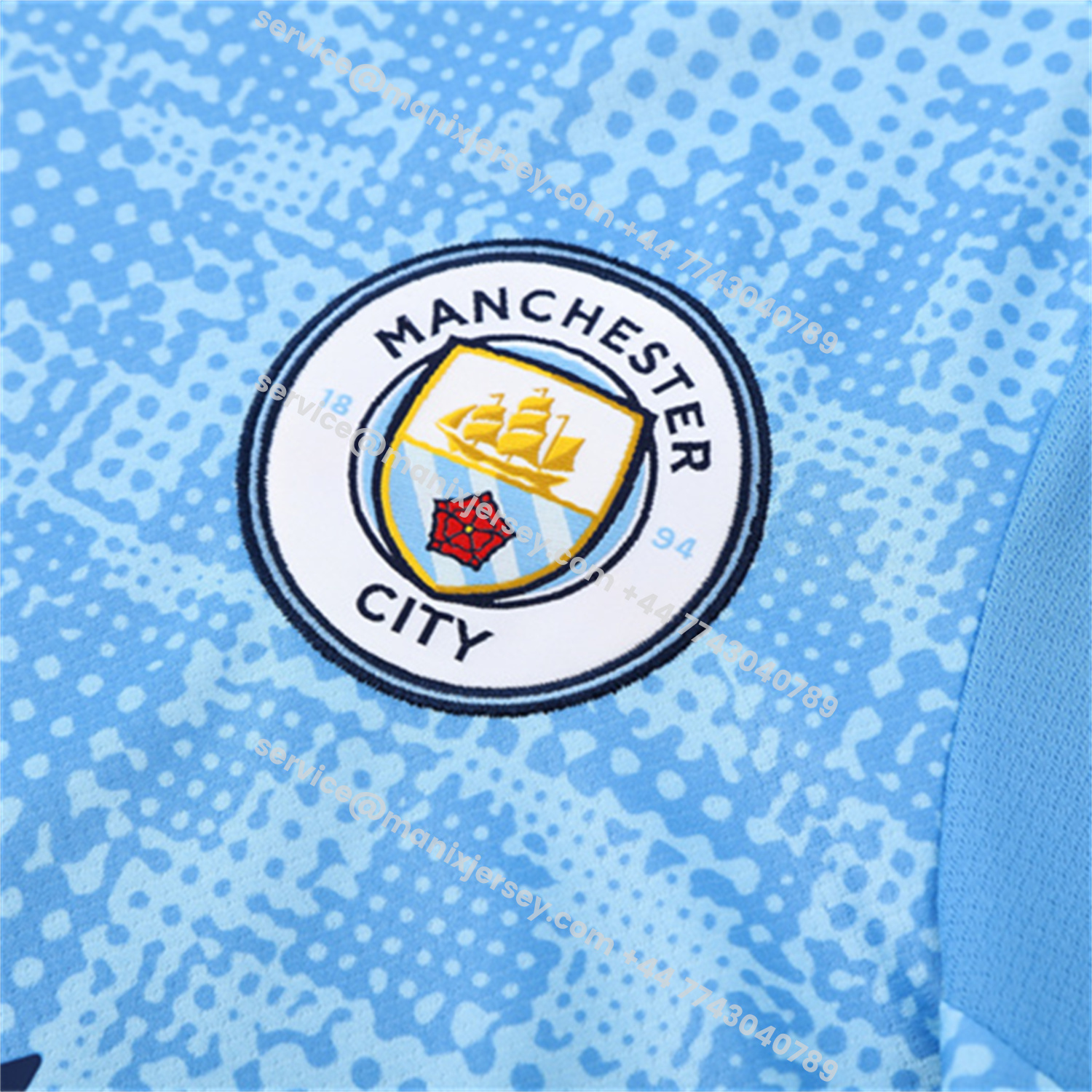 ManixJersey.com | Manchester City 25-26 Short-Sleeve Training Set - Light Blue Camouflage Top & Deep Blue Shorts -Customize Name, Number and Patch | Worldwide Shipping