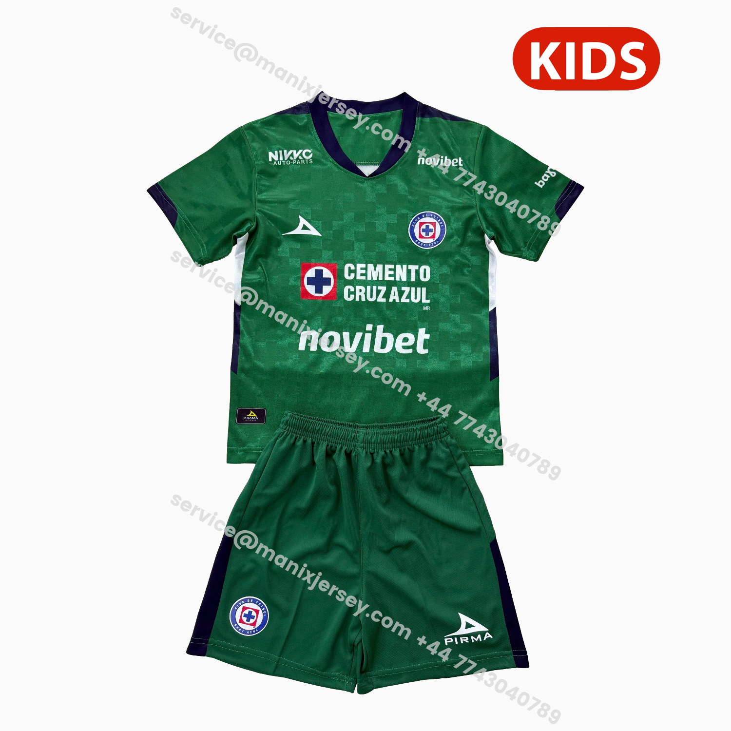 ManixJersey.com | Cruz Azul 25-26 Green Goalkeeper Kids Kit -Customize Name, Number and Patch | Worldwide Shipping