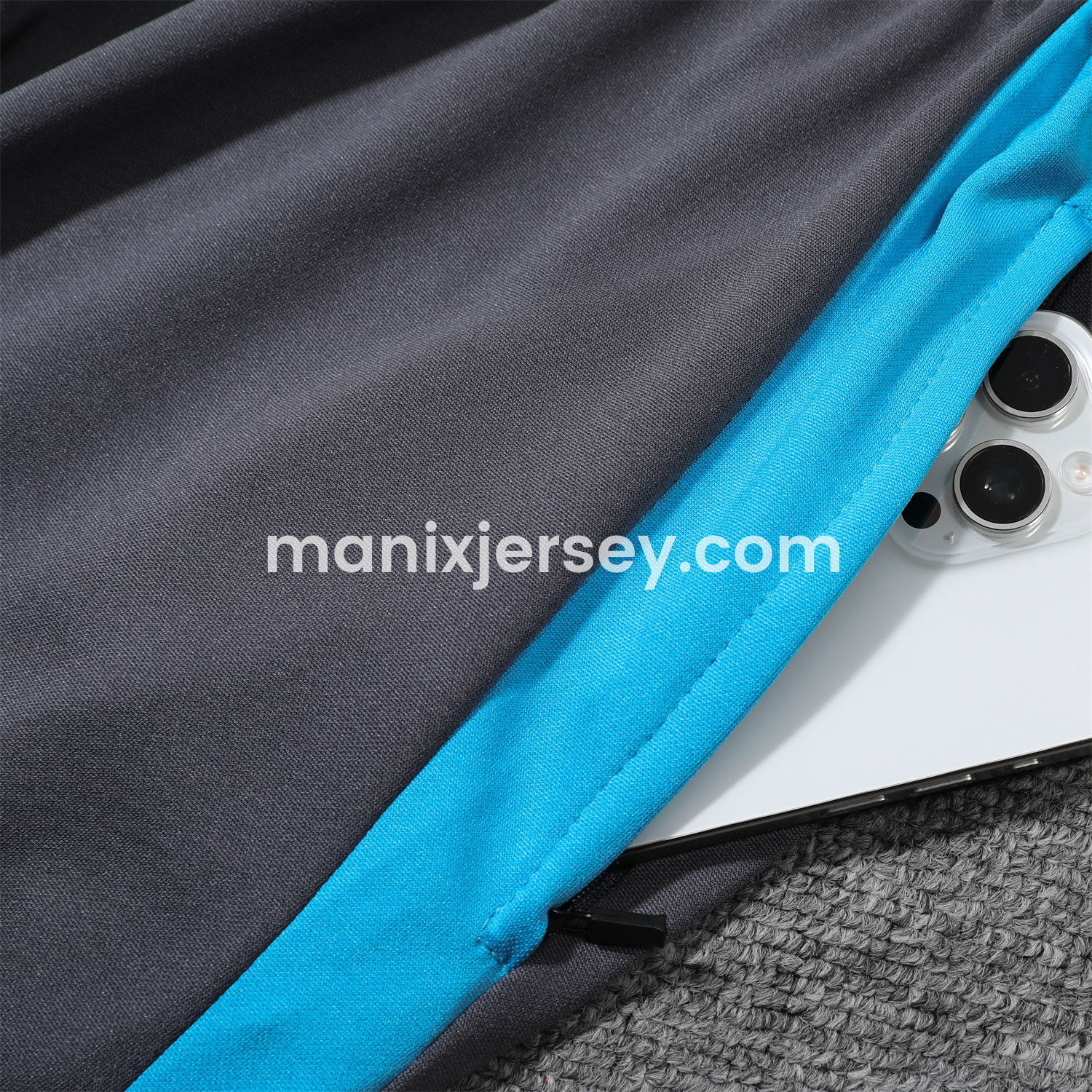 ManixJersey.com | Argentina 25-26 POLO Short-Sleeve Training Set - Grey Top and Pants with Blue Stripes -Customize Name, Number and Patch | Worldwide Shipping