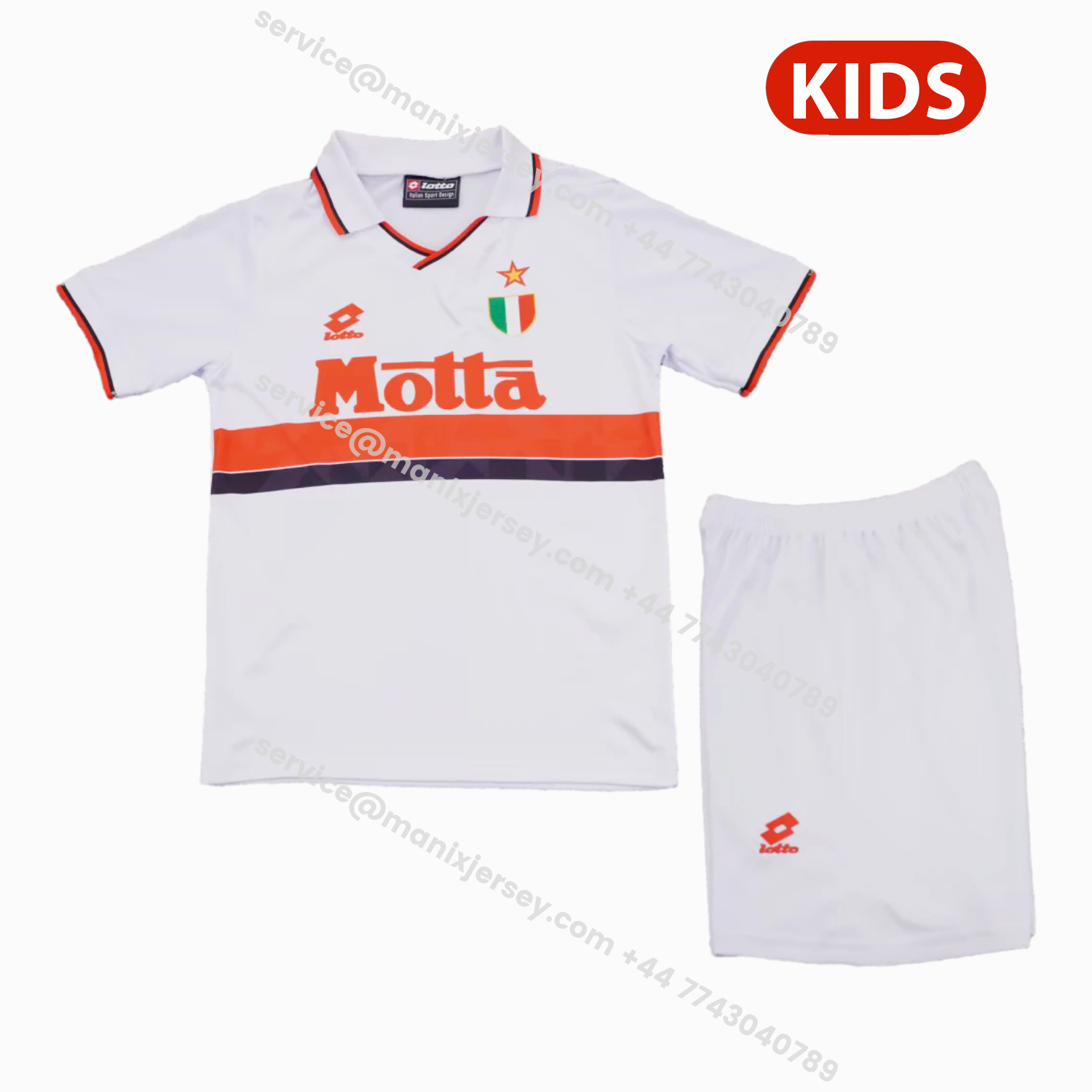 ManixJersey.com | Retro AC Milan 1993-94 Away Kids Kit -Customize Name, Number and Patch | Worldwide Shipping
