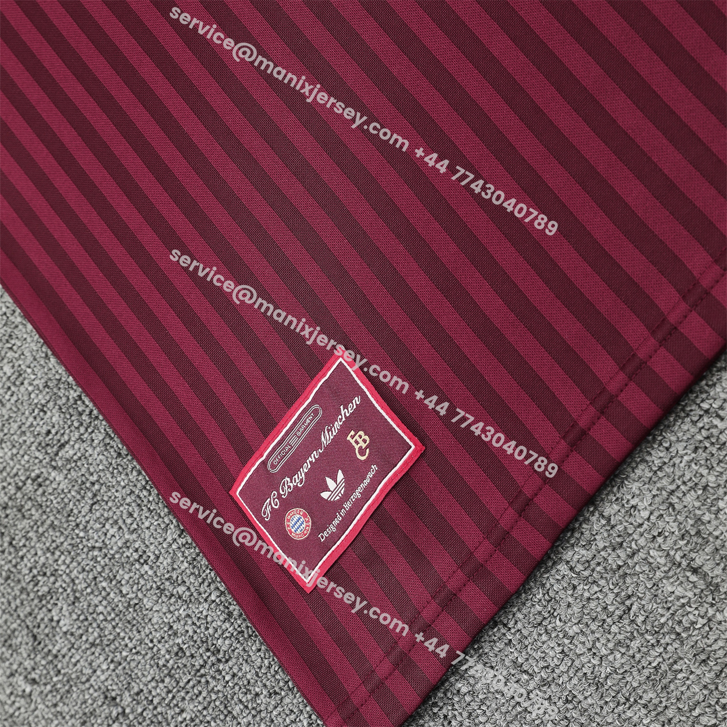 ManixJersey.com | Bayern Munich 25-26 Short-Sleeve Training Set - Wine Red Lines Top & Wine Red Lines Shorts -Customize Name, Number and Patch | Worldwide Shipping