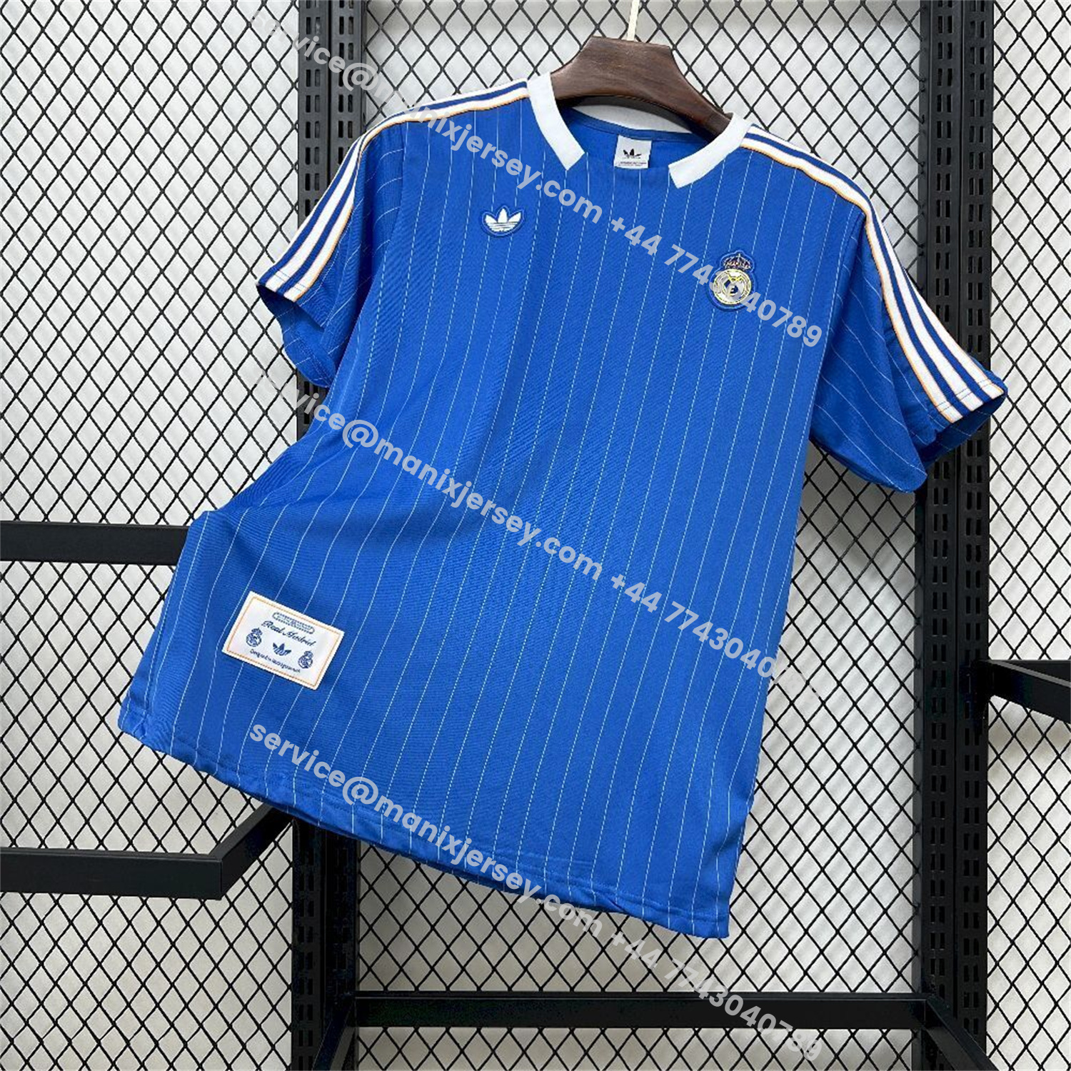 ManixJersey.com | Real Madrid 25-26 Trefoil White Lines Blue Travel Jersey - Fans Version -Customize Name, Number and Patch | Worldwide Shipping