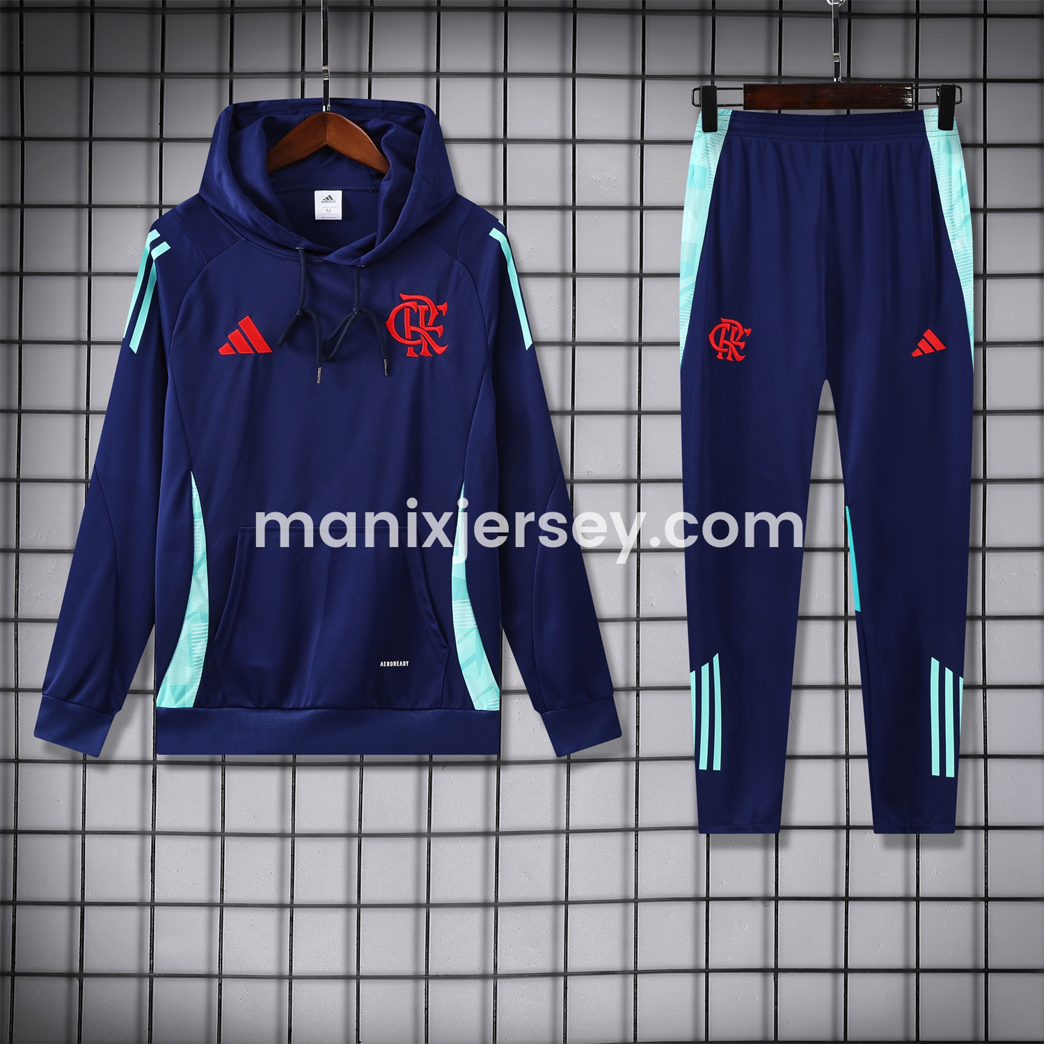 ManixJersey.com | Flamengo 25-26 Training Hoodie Set - Royal Blue Top and Pants -Customize Name, Number and Patch | Worldwide Shipping