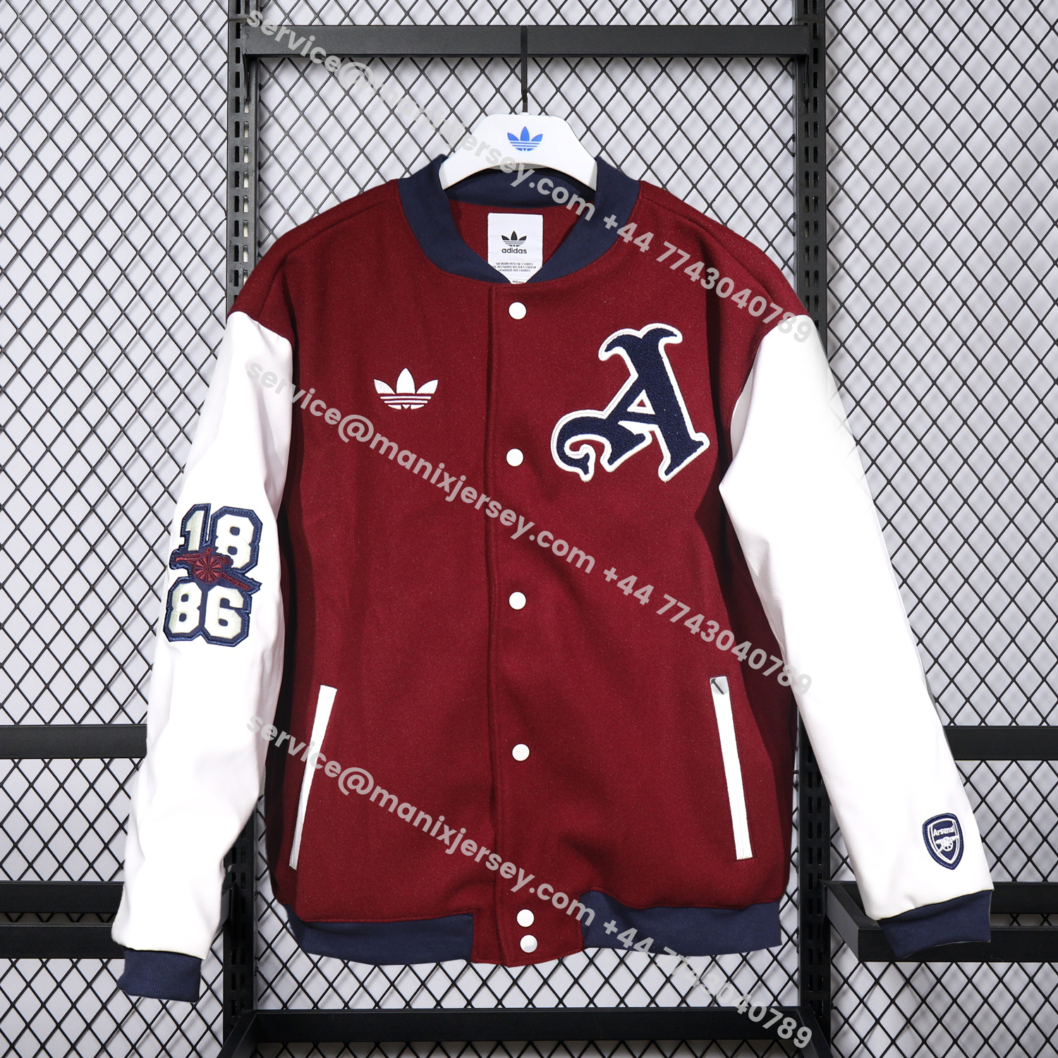 ManixJersey.com | Arsenal 25-26 Warm Windbreaker Jacket - Wine Red And White -Customize Name, Number and Patch | Worldwide Shipping
