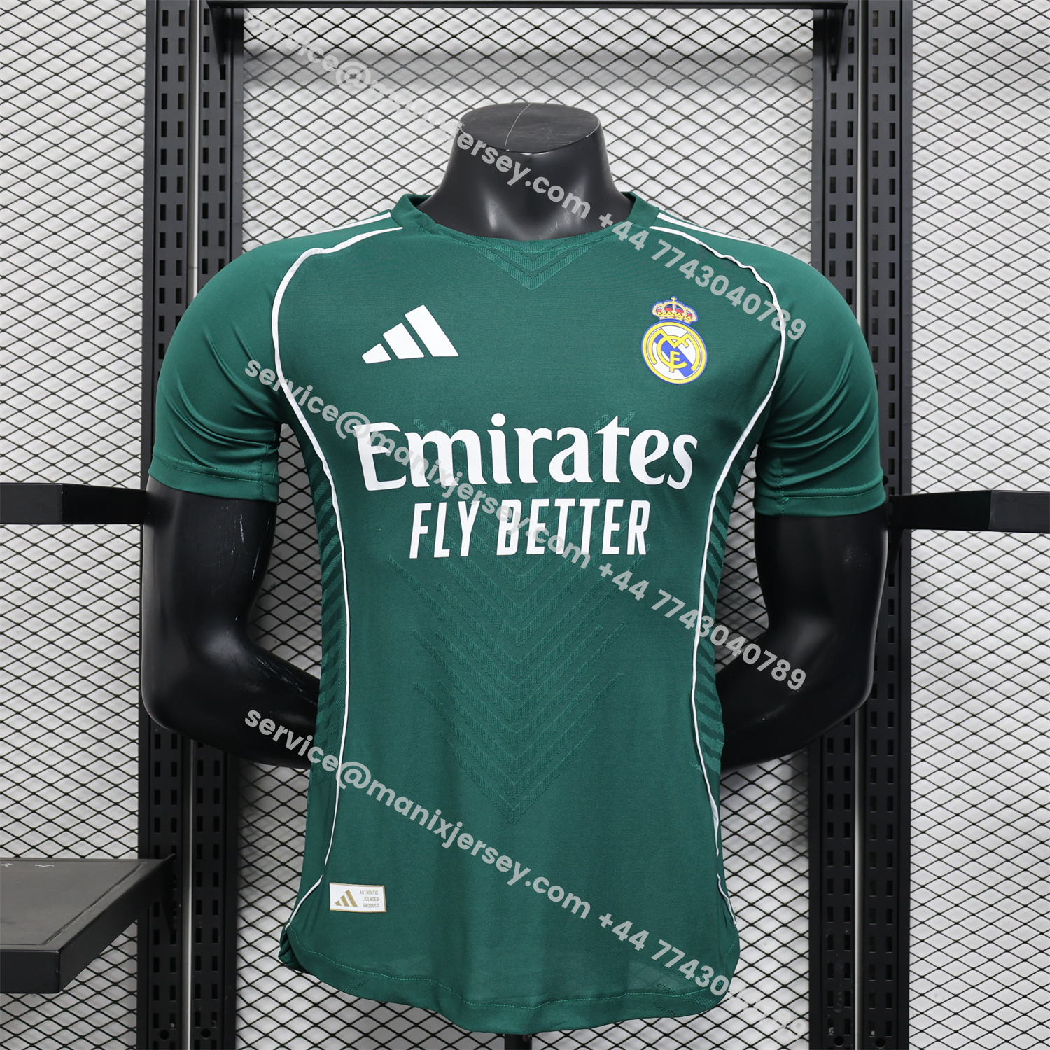 ManixJersey.com | Real Madrid 25-26 Green With White Lines Special Jersey - Player Version -Customize Name, Number and Patch | Worldwide Shipping