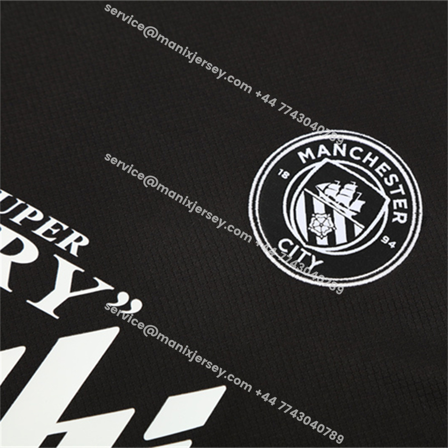 ManixJersey.com | Manchester City 25-26 Kids Short-Sleeve Training Set - Black Top & Black Shorts -Customize Name, Number and Patch | Worldwide Shipping