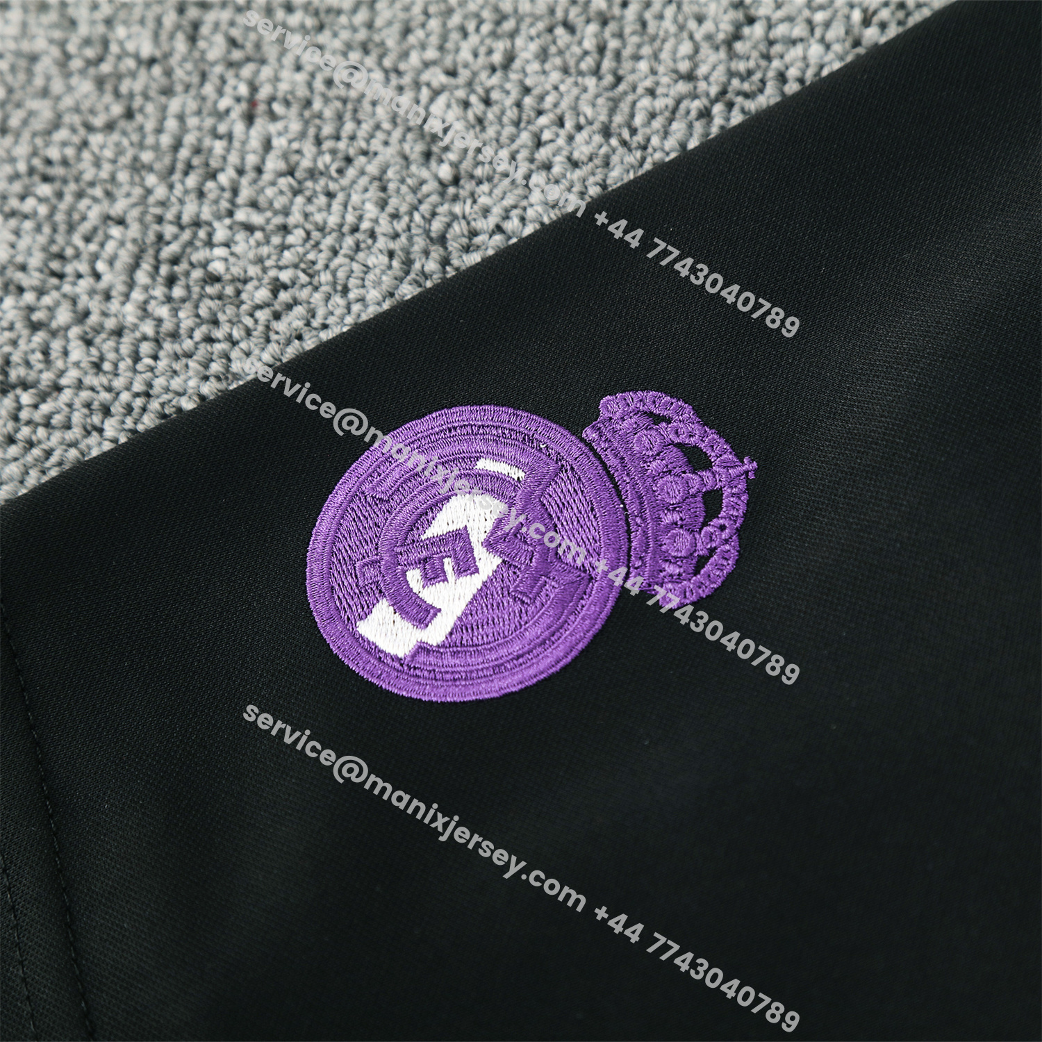 ManixJersey.com | Real Madrid 25-26 Short-Sleeve Training Set - Blue Edge Black Top & Black Shorts -Customize Name, Number and Patch | Worldwide Shipping