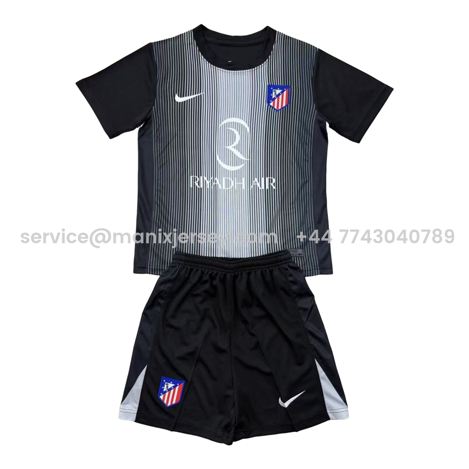ManixJersey.com | Atletico Madrid 25-26 Black Goalkeeper Men's Adult Jersey Set - Fans Version -Customize Name, Number and Patch | Worldwide Shipping