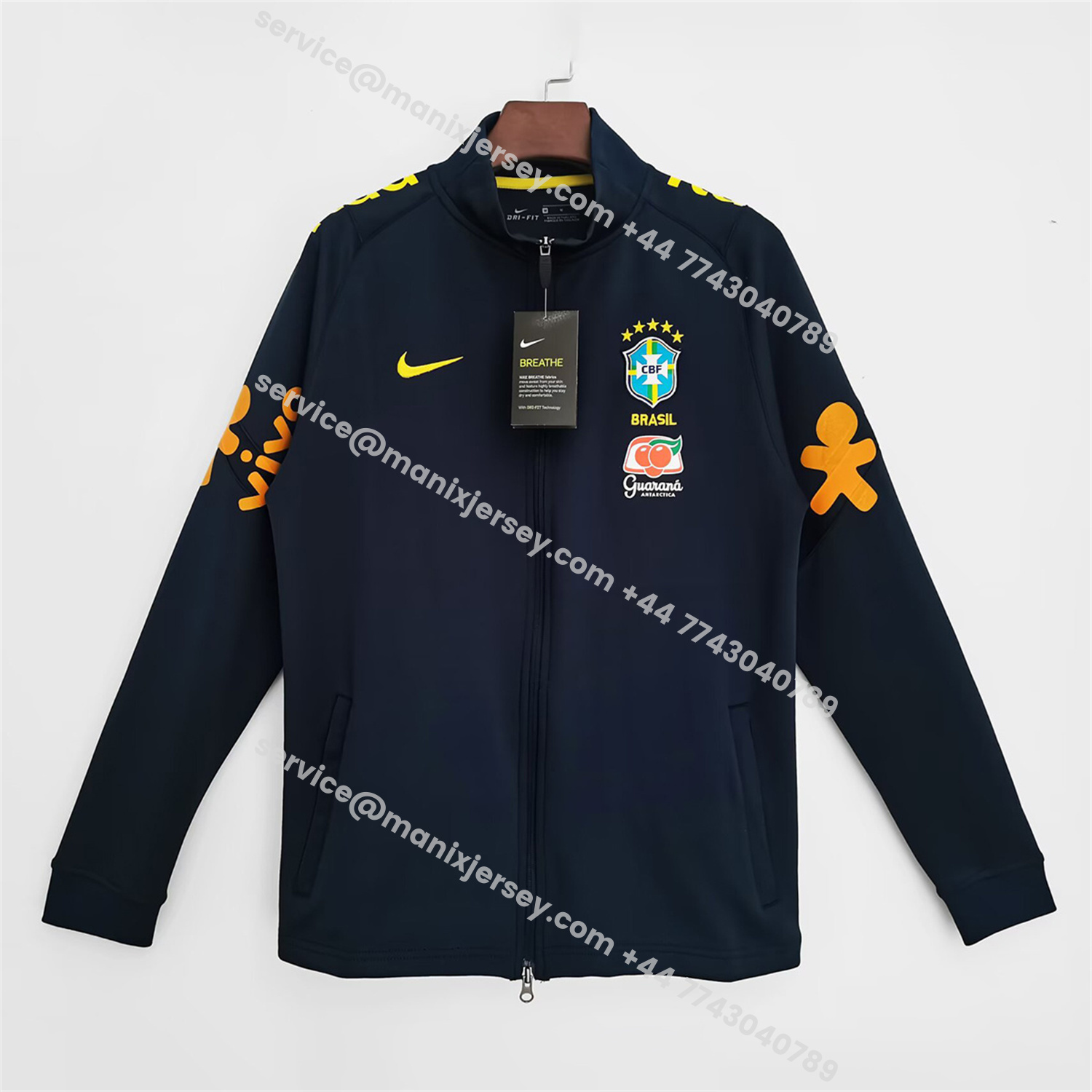 ManixJersey.com | Retro Brazil 2022 Dark Blue Windbreaker -Customize Name, Number and Patch | Worldwide Shipping