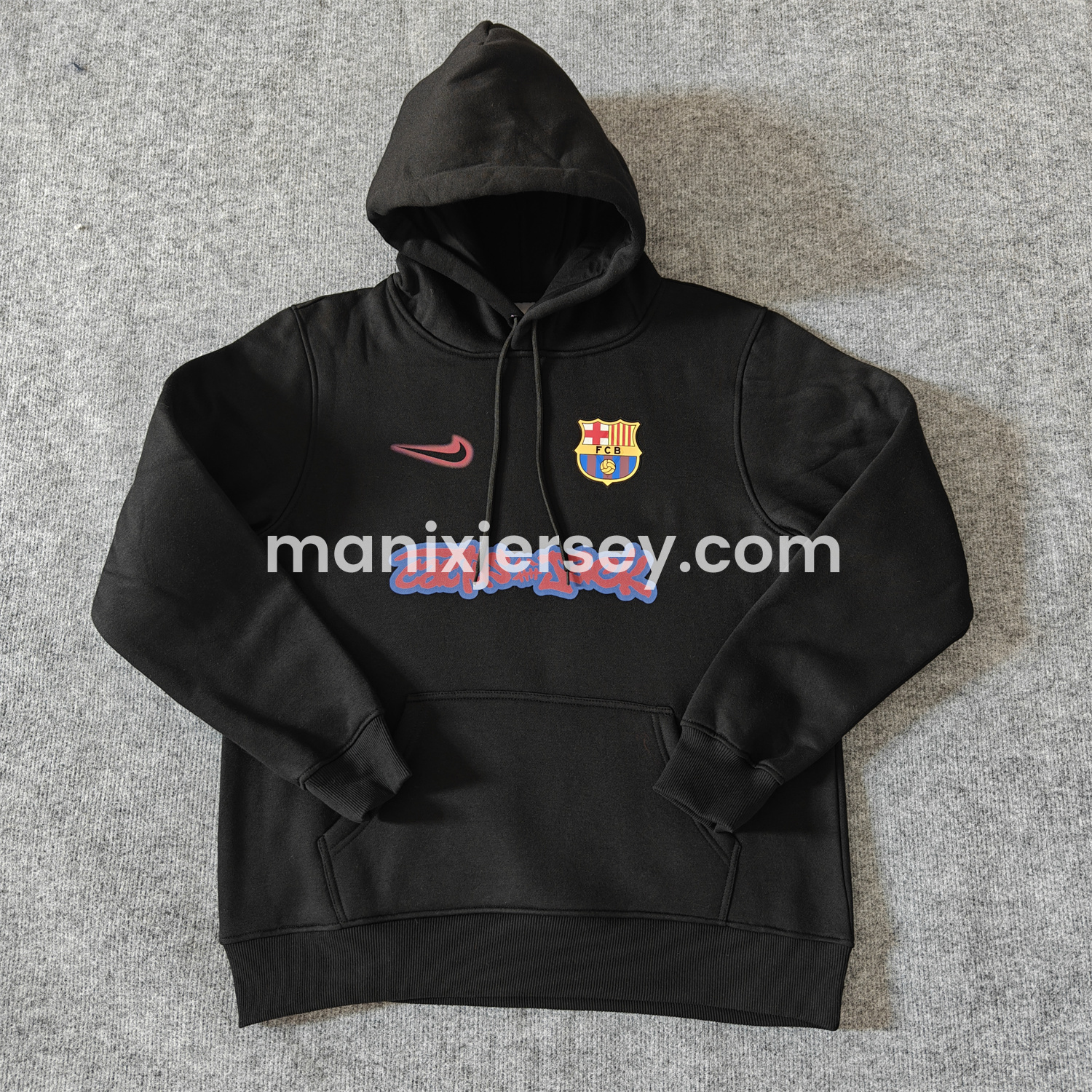 ManixJersey.com | Barcelona x Travis Scott Team Logo On Both Sides Unisex Pullover Hoodie -Customize Name, Number and Patch | Worldwide Shipping