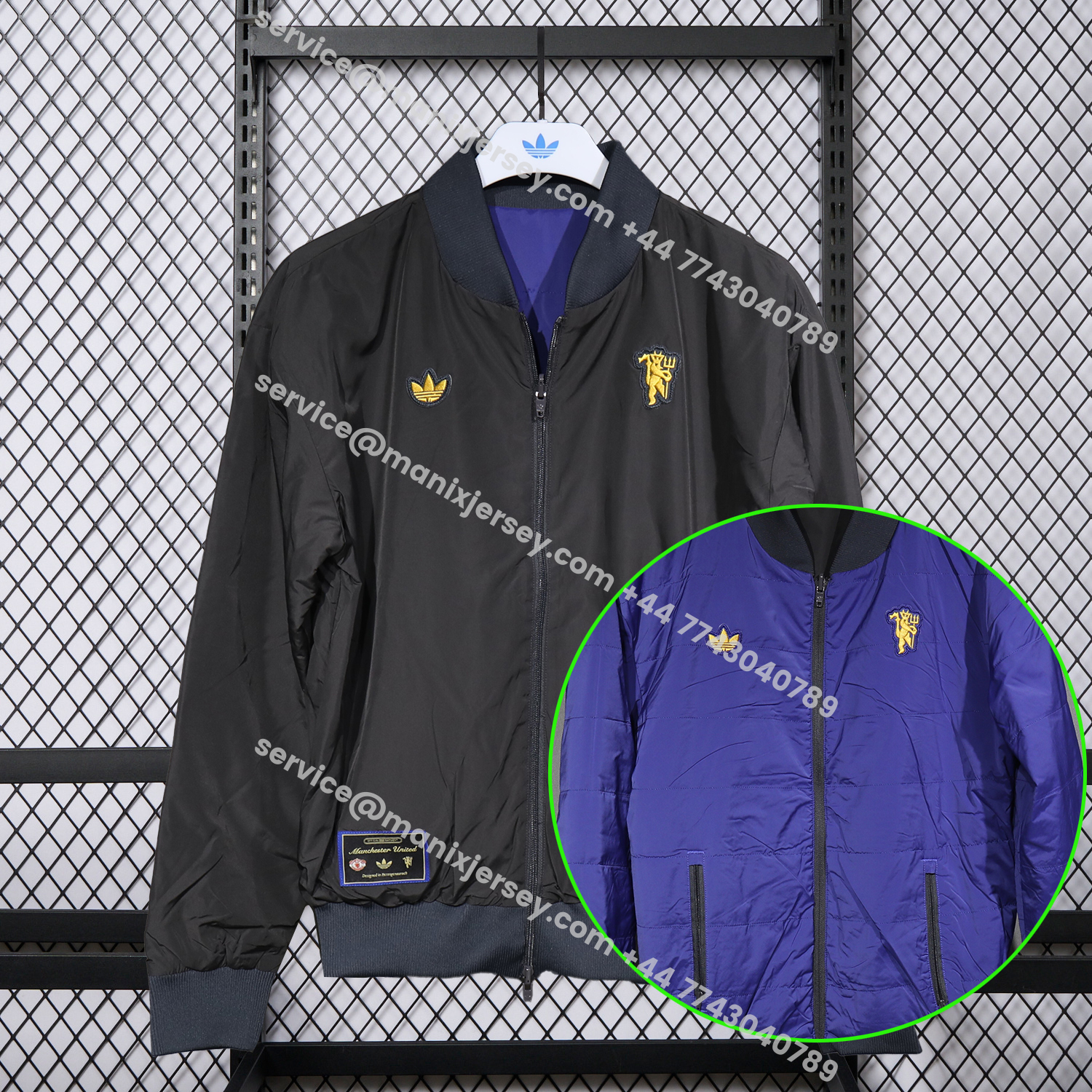 ManixJersey.com | Manchester United 25-26 Double Sided Reversible Windbreaker - Black & Purple -Customize Name, Number and Patch | Worldwide Shipping