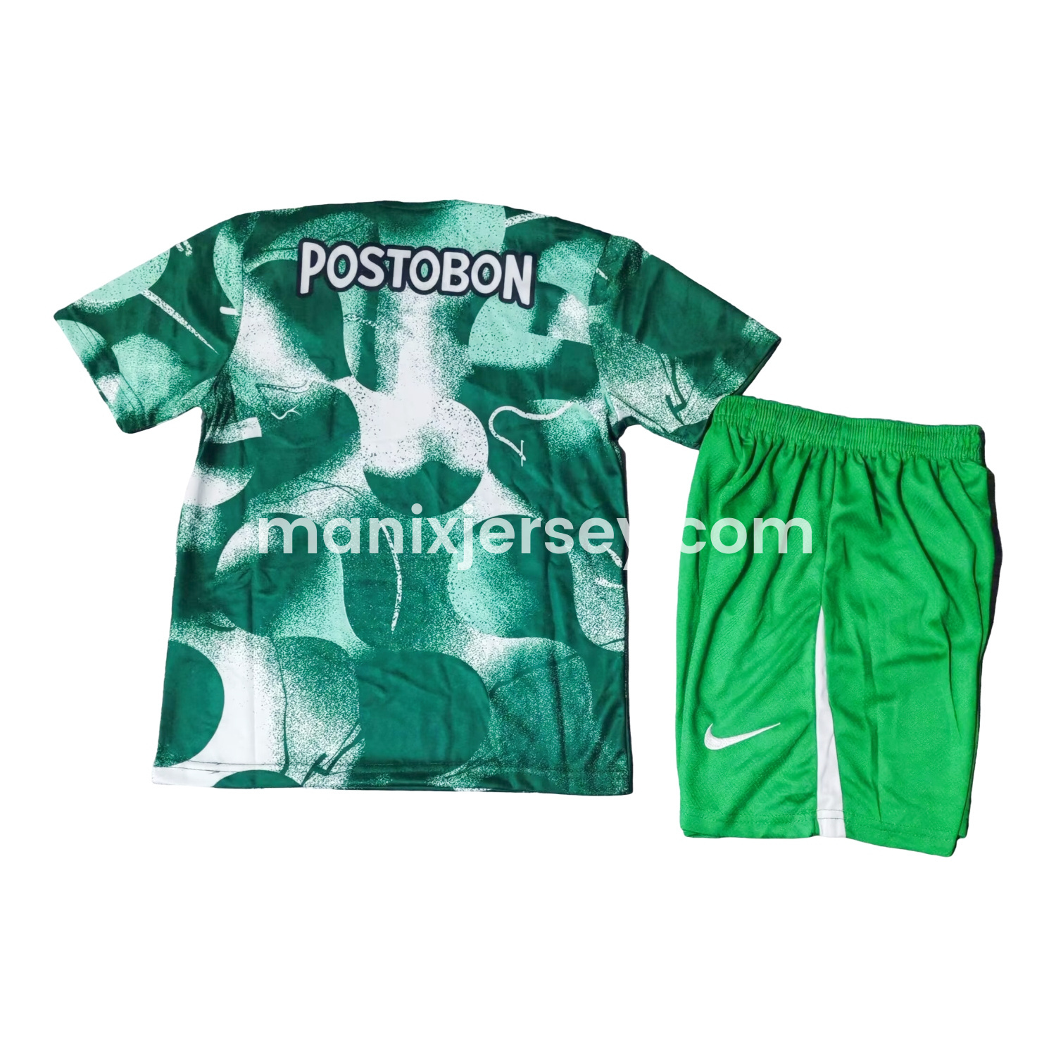 ManixJersey.com | Atlético Nacional 25-26 Pre-Match Training Green Kids Kit -Customize Name, Number and Patch | Worldwide Shipping