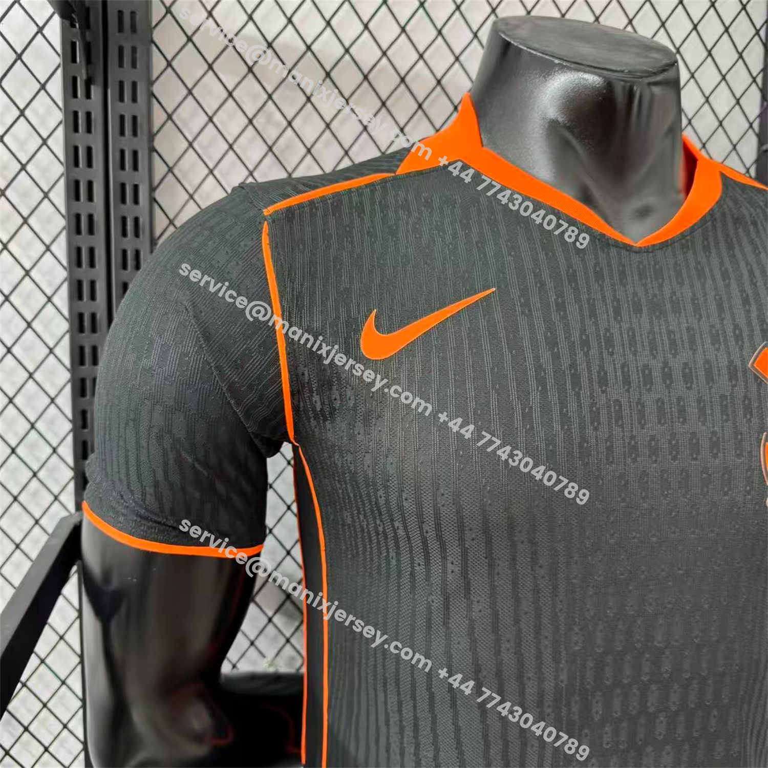 ManixJersey.com | Corinthians 25-26 Third Orange Lines Black Jersey - Player Version -Customize Name, Number and Patch | Worldwide Shipping