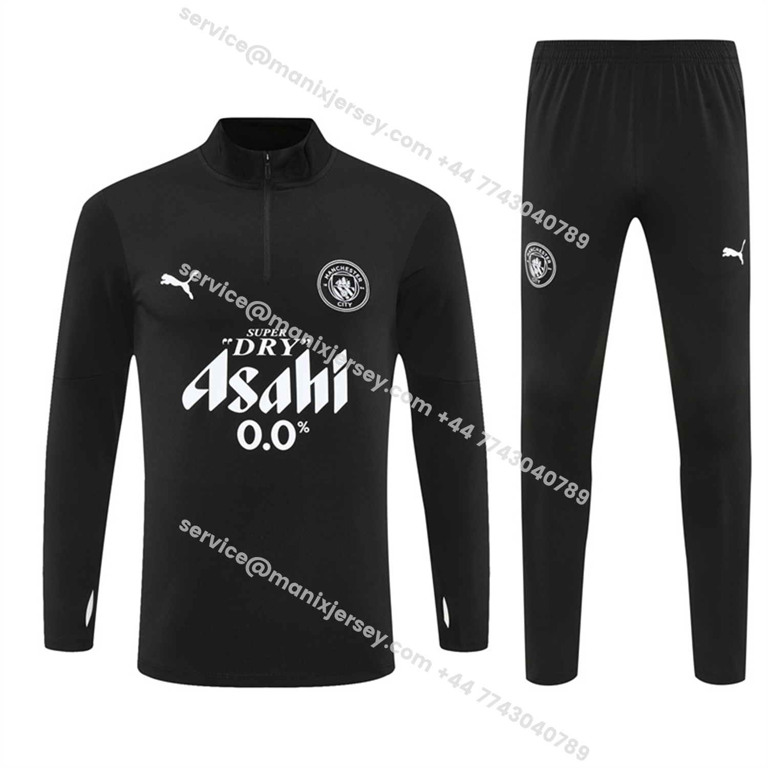 ManixJersey.com | Manchester City 25-26 Long Sleeve Training Set - Black Top & Black Pants -Customize Name, Number and Patch | Worldwide Shipping