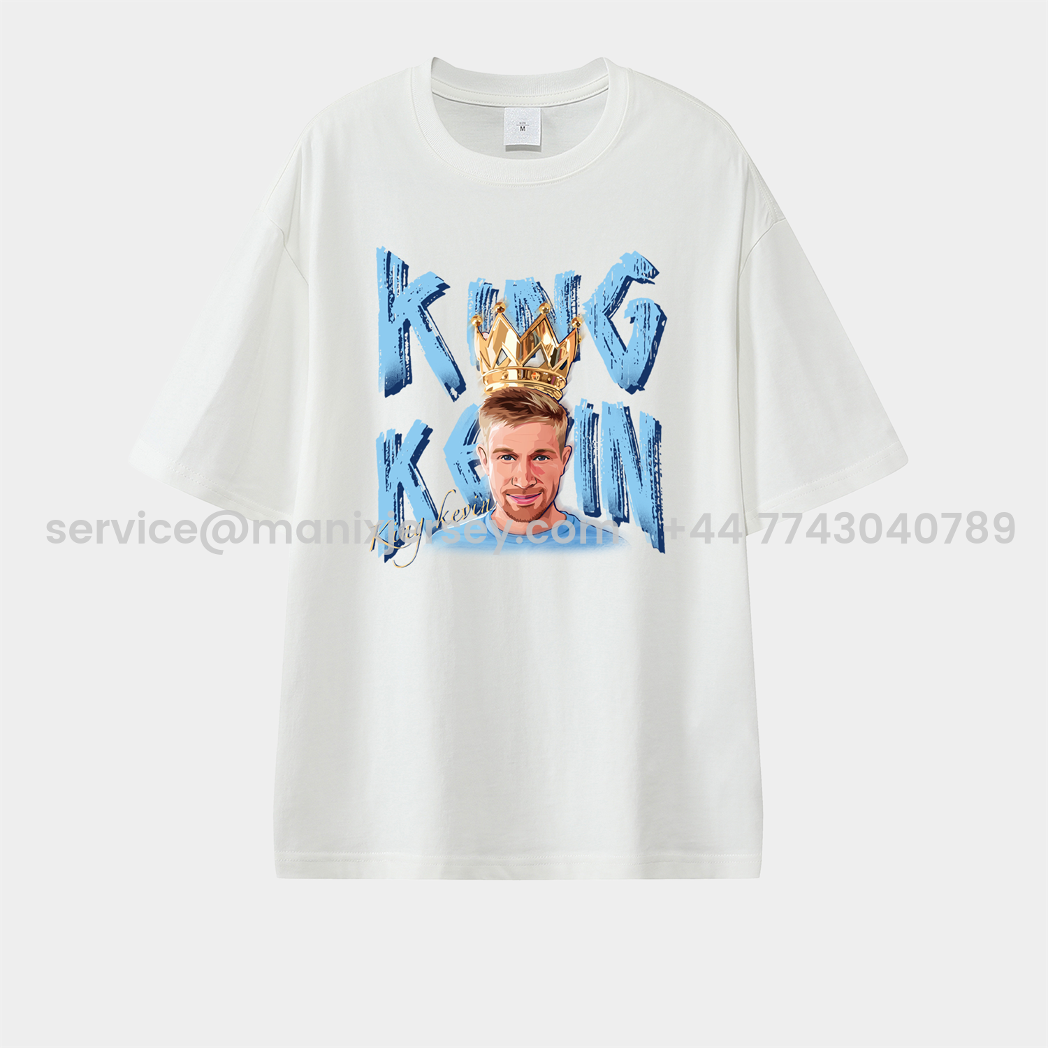 ManixJersey.com | Manchester City King Kevin De Bruyne Unisex Pure Cotton T-shirt -Customize Name, Number and Patch | Worldwide Shipping