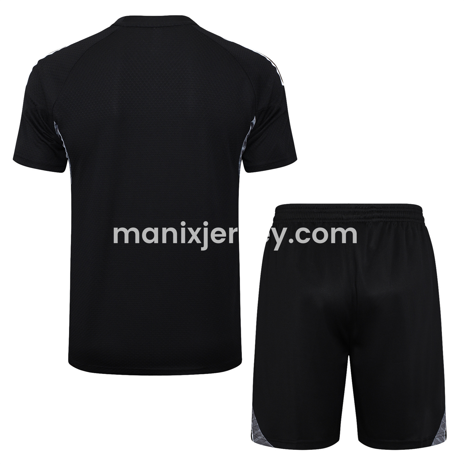 ManixJersey.com | Real Madrid 25-26 Short-Sleeve Training Set - Black Top and Black Shorts -Customize Name, Number and Patch | Worldwide Shipping