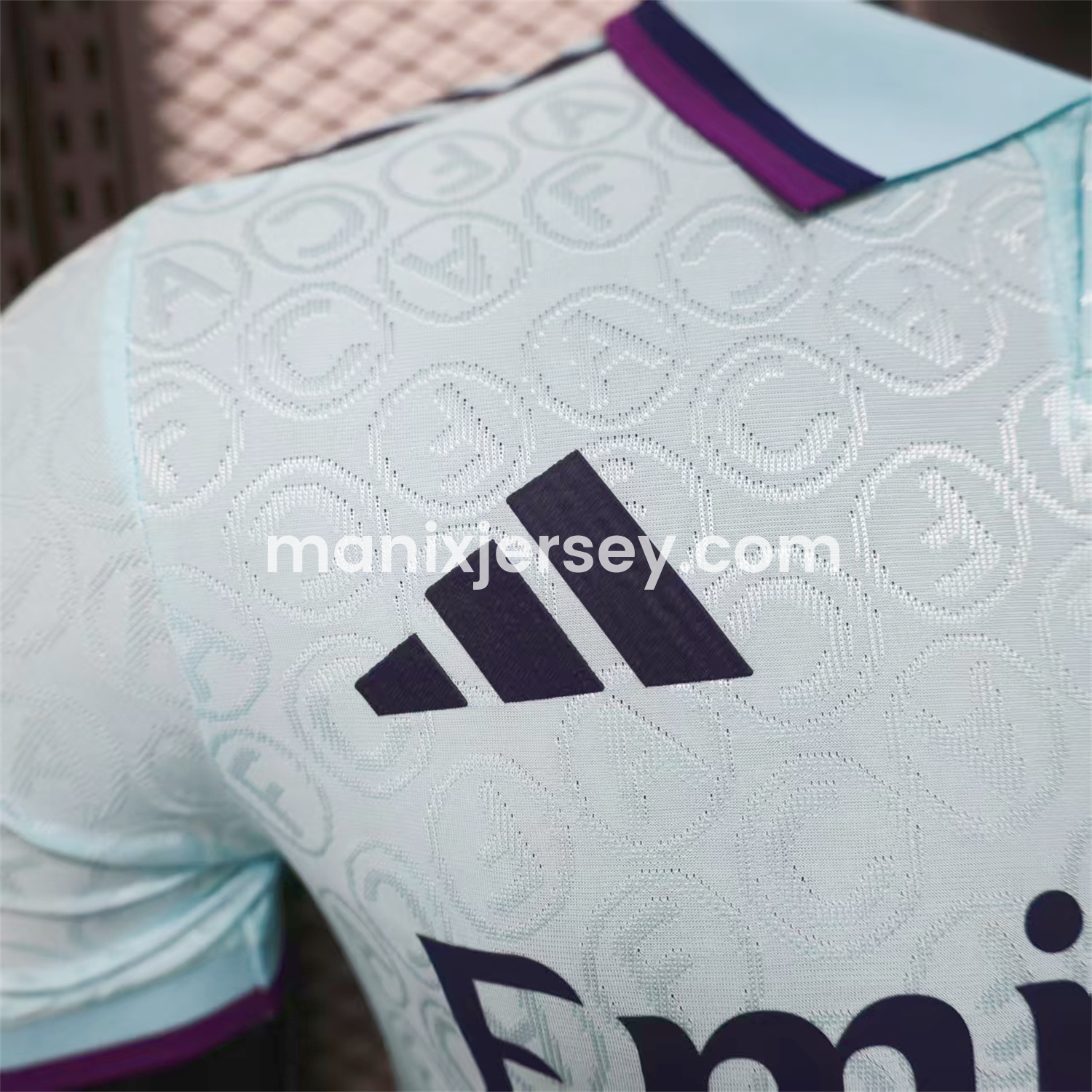 ManixJersey.com | Arsenal 25-26 Light Blue POLO Letter Pattern Special Jersey - Player Version -Customize Name, Number and Patch | Worldwide Shipping