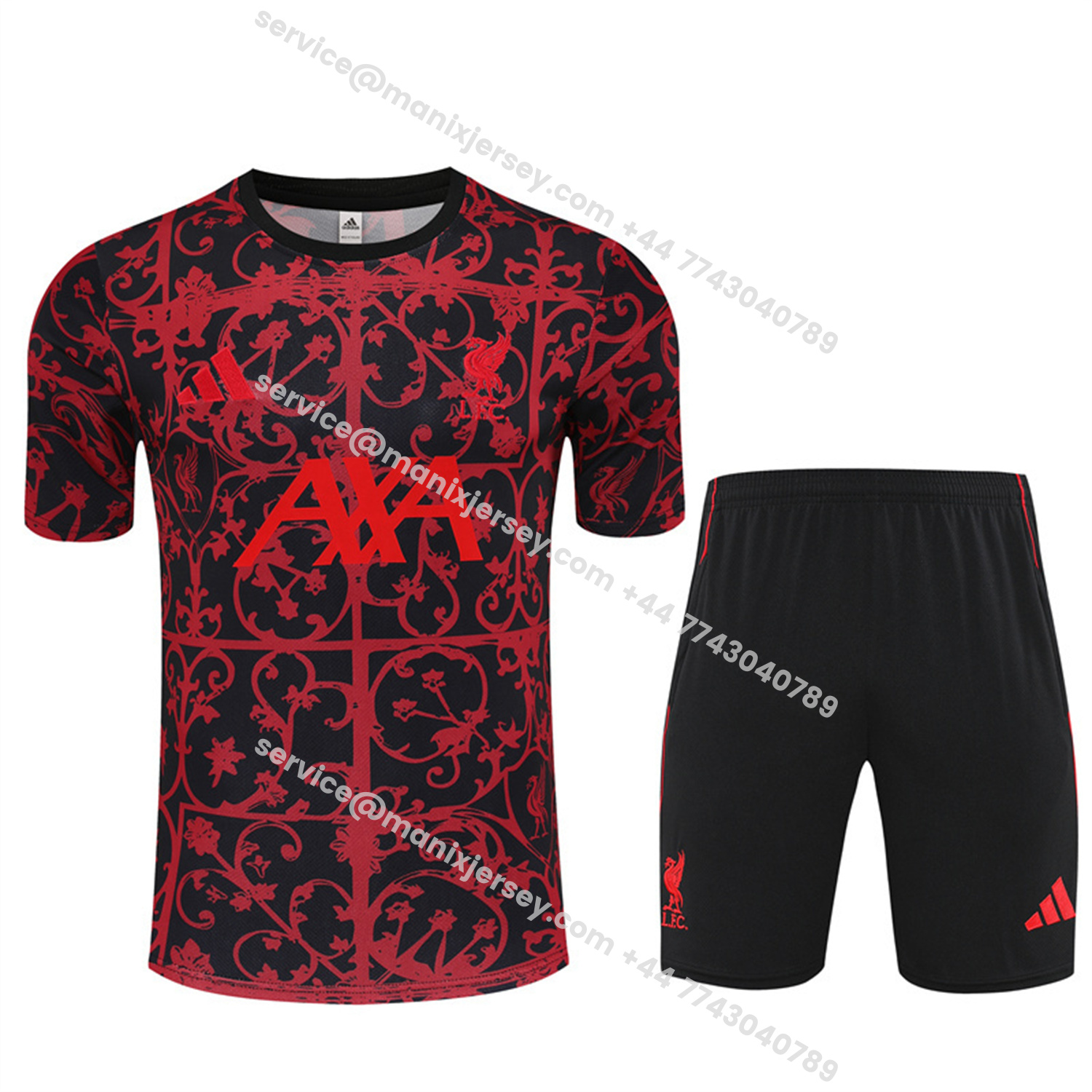 ManixJersey.com | Liver.pool 25-26 Kids Short-Sleeve Training Set - Red Camouflage Top & Black Shorts -Customize Name, Number and Patch | Worldwide Shipping
