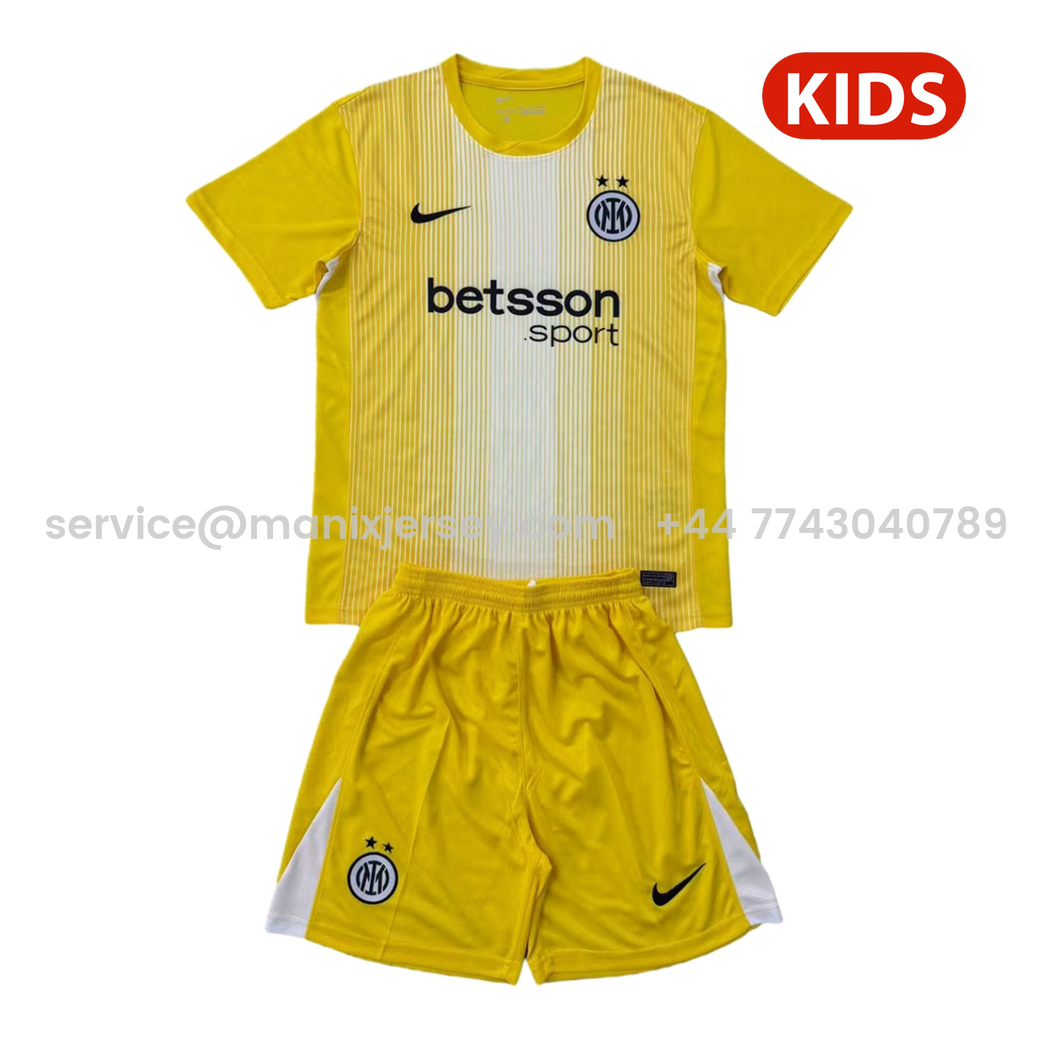 ManixJersey.com | Inter Milan 25-26 Yellow Goalkeeper Kids Kit -Customize Name, Number and Patch | Worldwide Shipping