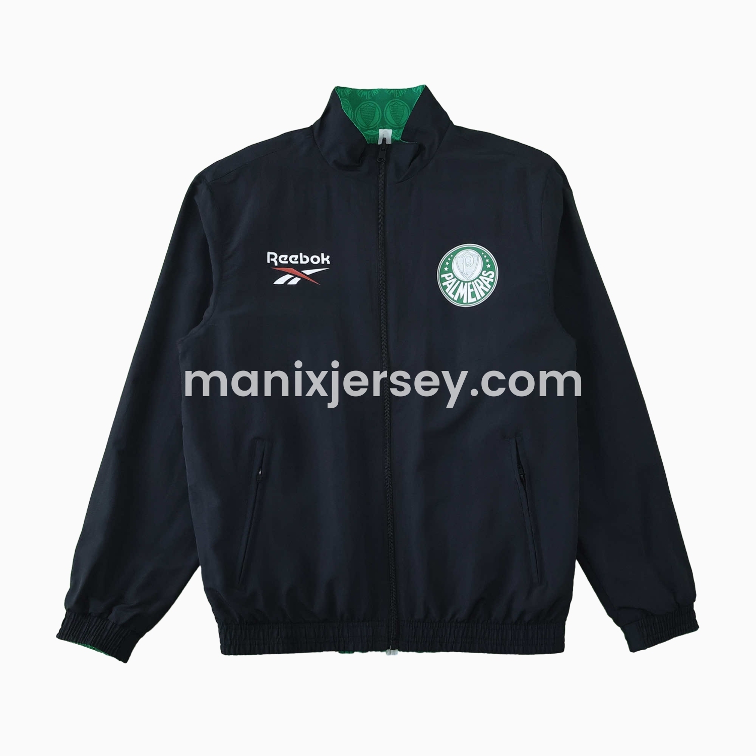 ManixJersey.com | Palmeiras 25-26 Double Sided Reversible Windbreaker - Black & Green -Customize Name, Number and Patch | Worldwide Shipping