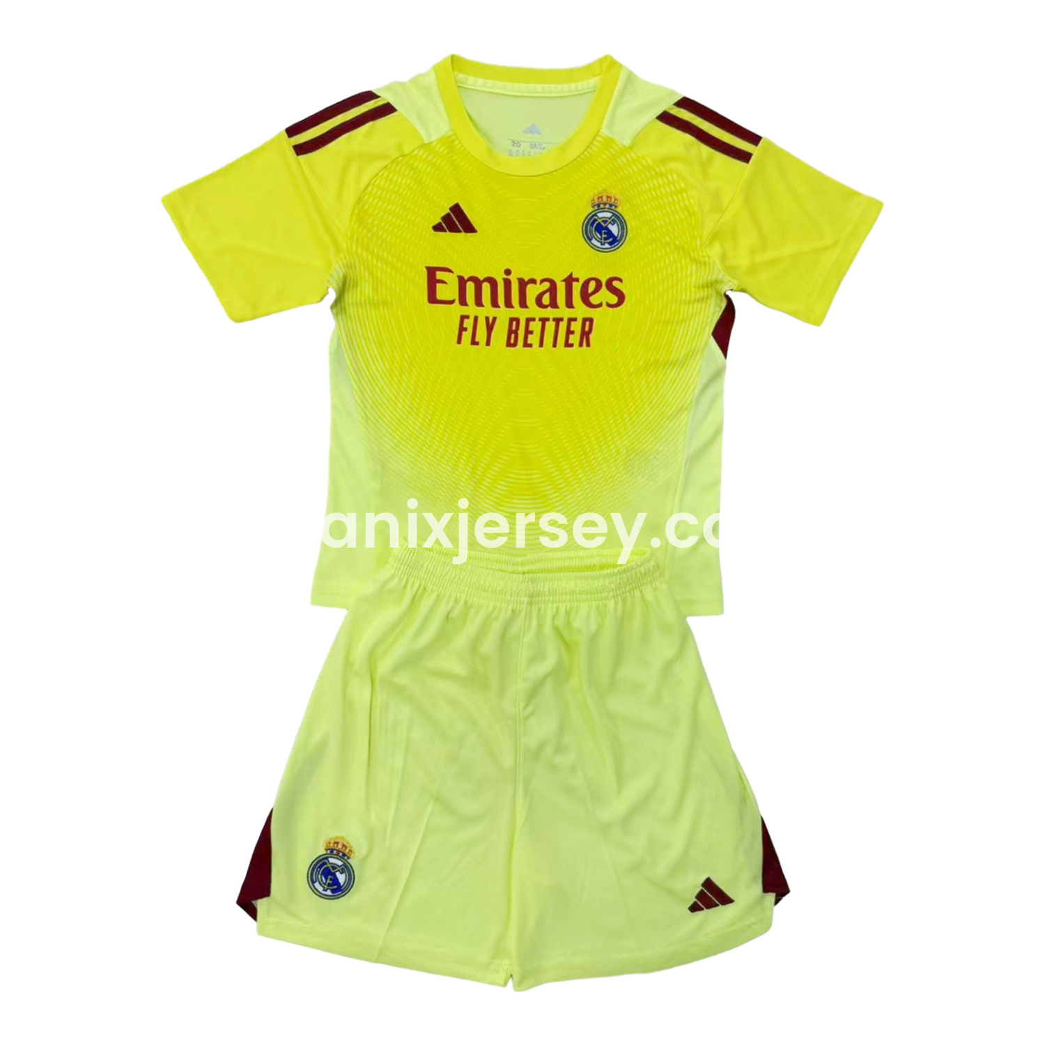 ManixJersey.com | Real Madrid 25-26 Light Yellow Goalkeeper Kids Kit -Customize Name, Number and Patch | Worldwide Shipping