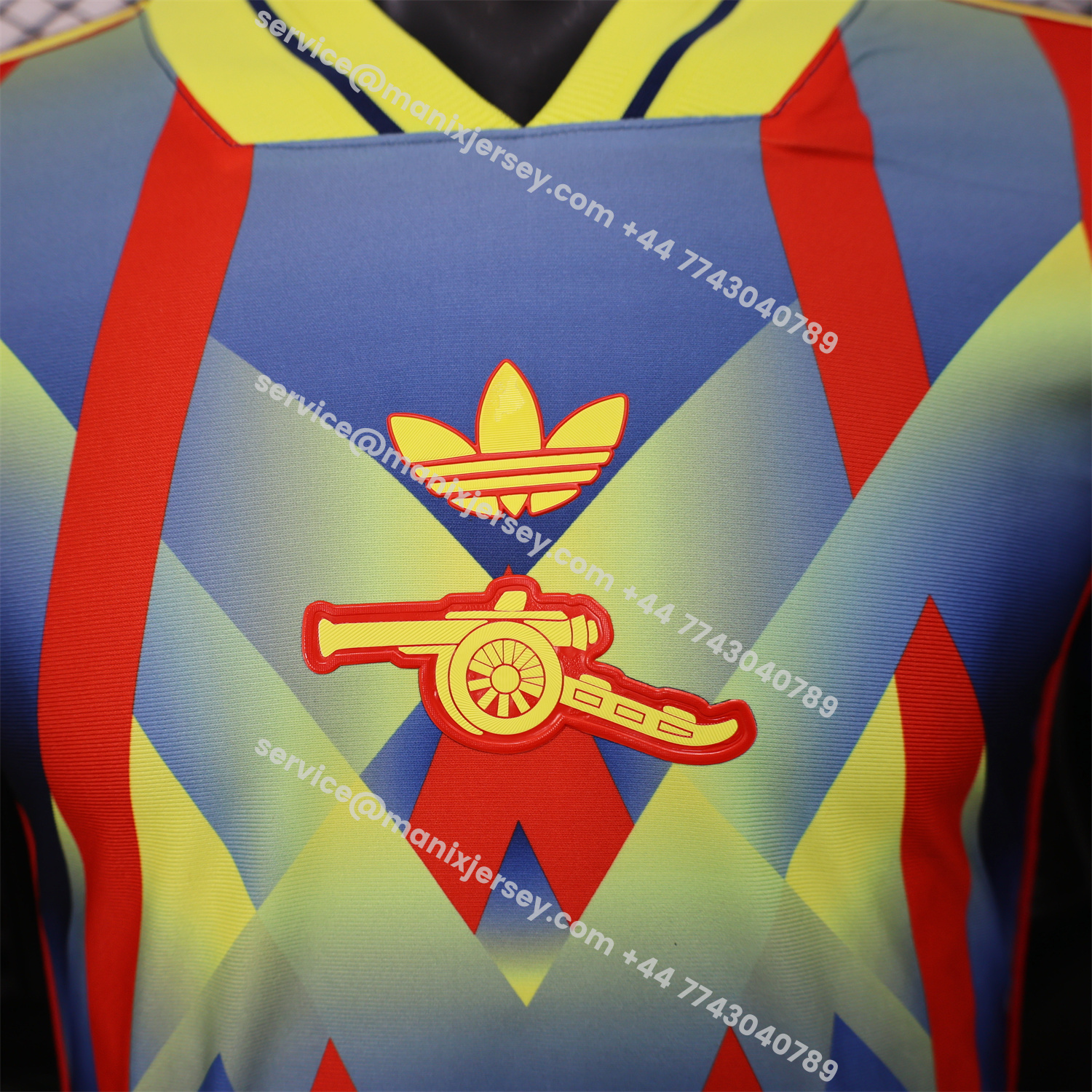 ManixJersey.com | Arsenal 25-26 Red Yellow Blue LFSTLR Jersey - Player Version -Customize Name, Number and Patch | Worldwide Shipping