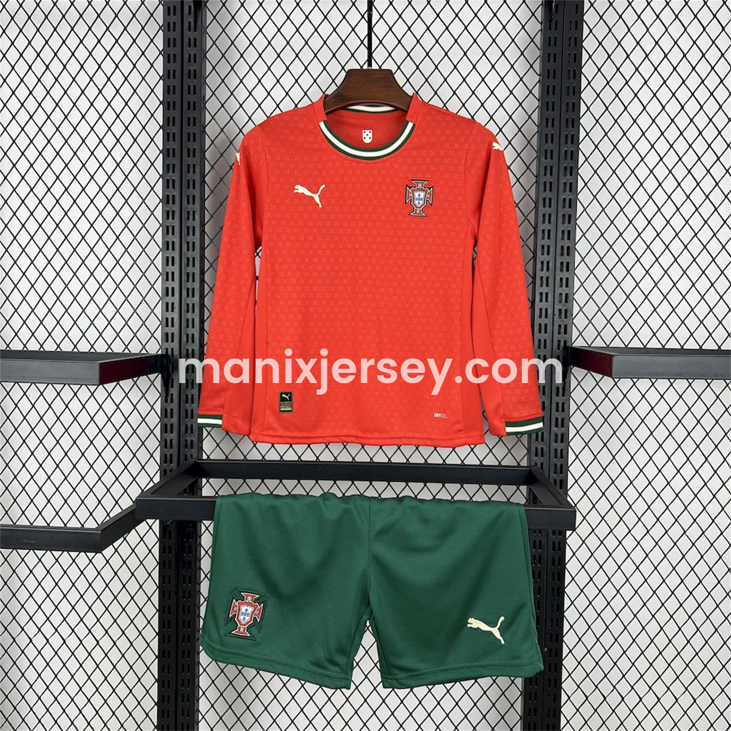 ManixJersey.com | Portugal 2025-26 Home Long Sleeves Kids Kit -Customize Name, Number and Patch | Worldwide Shipping
