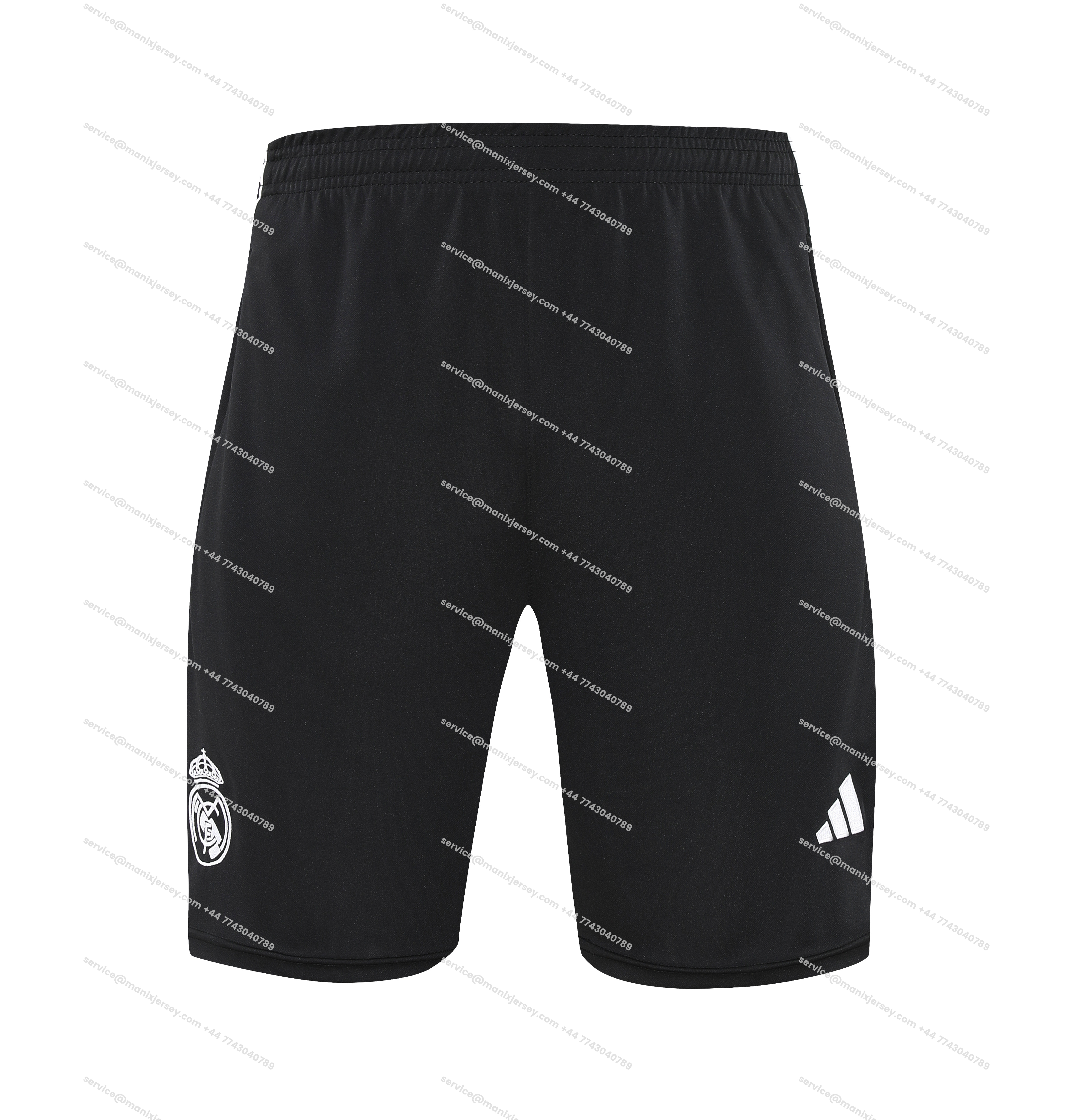 ManixJersey.com | Real Madrid 25-26 Short-Sleeve Training Set - Grey And White Top & Black Shorts -Customize Name, Number and Patch | Worldwide Shipping