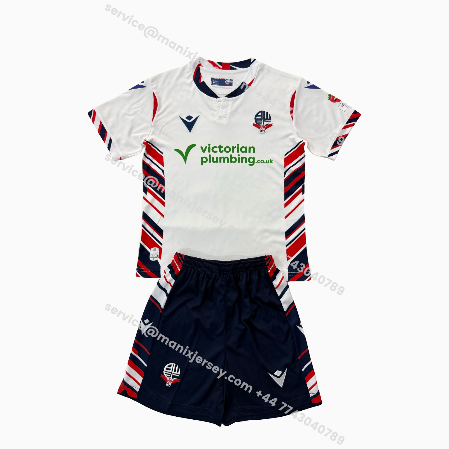 ManixJersey.com | Bolton Wanderers 25-26 Home Men's Adult Jersey Set - Fans Version -Customize Name, Number and Patch | Worldwide Shipping