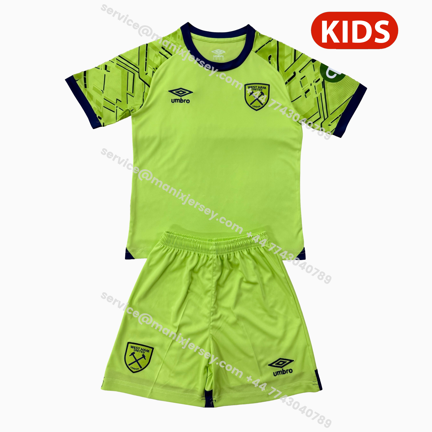ManixJersey.com | West Ham United 25-26 Green Goalkeeper Kids Kit -Customize Name, Number and Patch | Worldwide Shipping