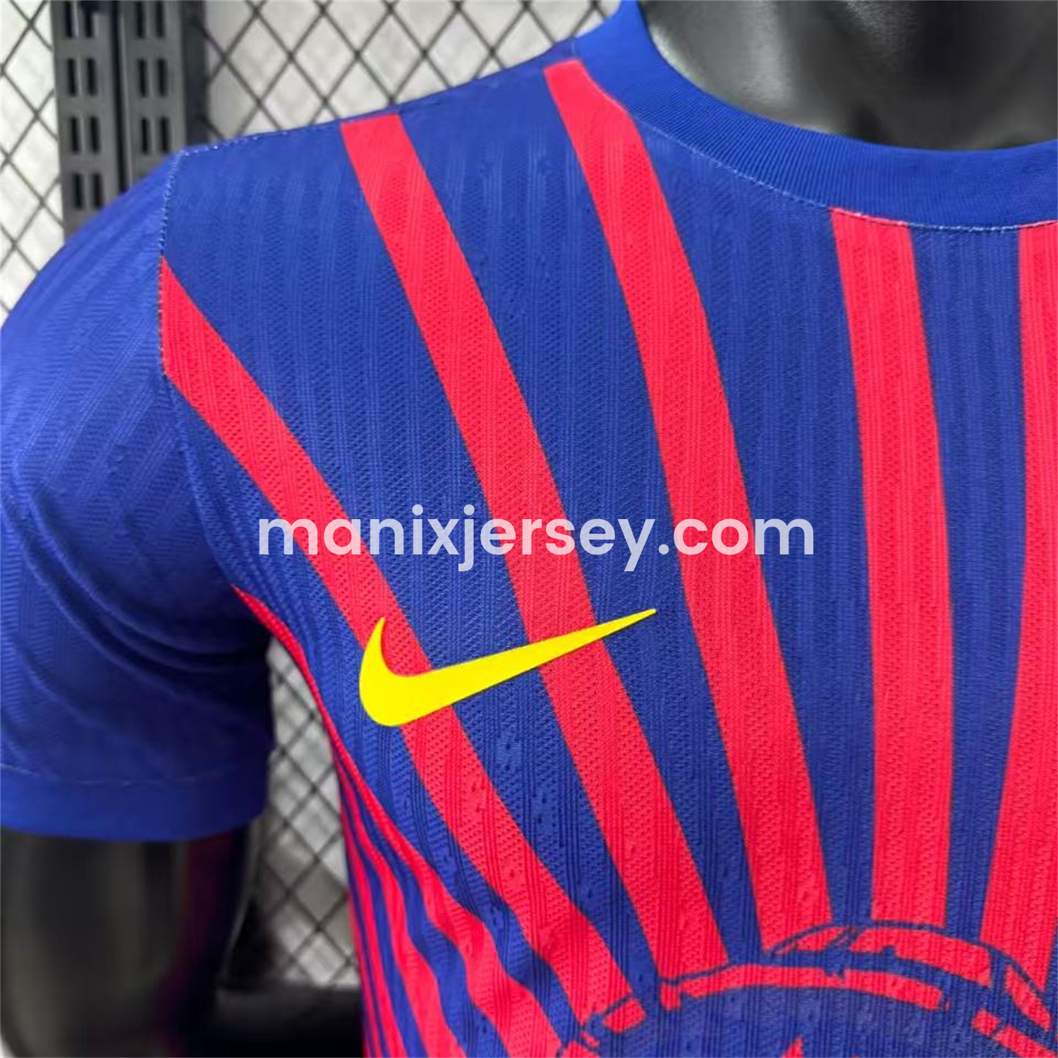 ManixJersey.com | Barcelona 25-26 One Piece Red Silhouette Special Blue Jersey - Player Version -Customize Name, Number and Patch | Worldwide Shipping