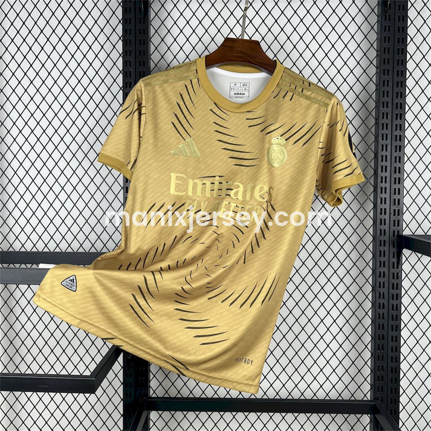ManixJersey.com | Real Madrid 25-26 Gold Swirl Training Jersey - Fans Version -Customize Name, Number and Patch | Worldwide Shipping