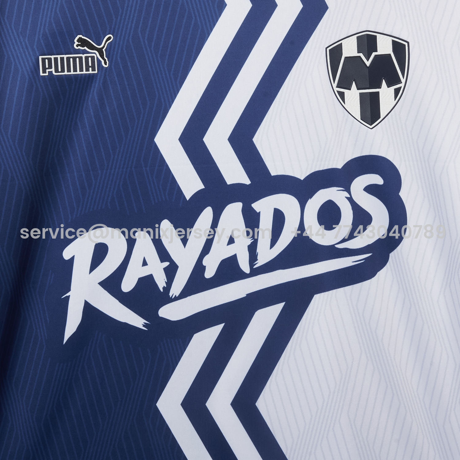ManixJersey.com | Rayados Monterrey 25-26 Blue And White Half Special Jersey - Fans Version -Customize Name, Number and Patch | Worldwide Shipping