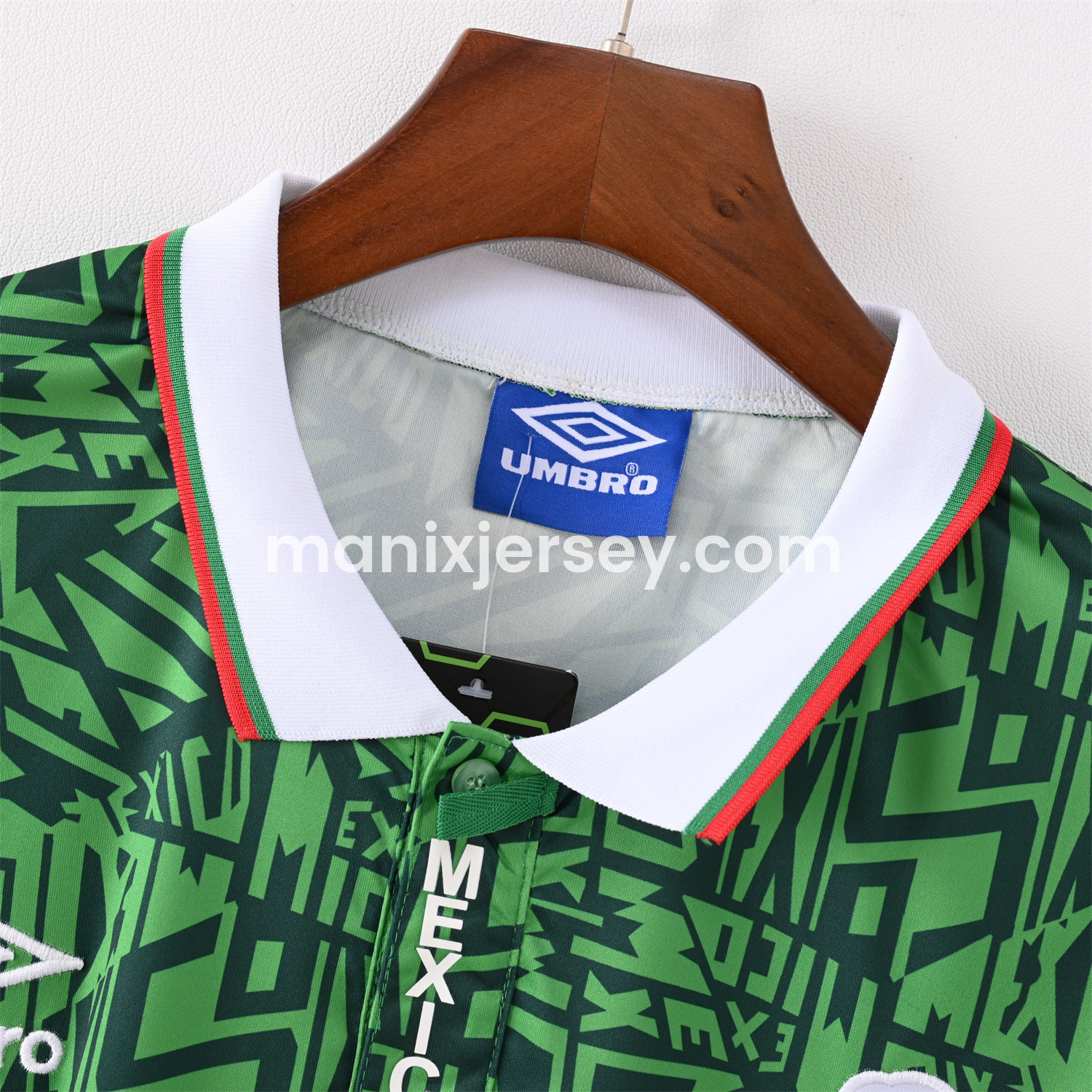 ManixJersey.com | Retro Mexico 1994 Home Jersey -Customize Name, Number and Patch | Worldwide Shipping