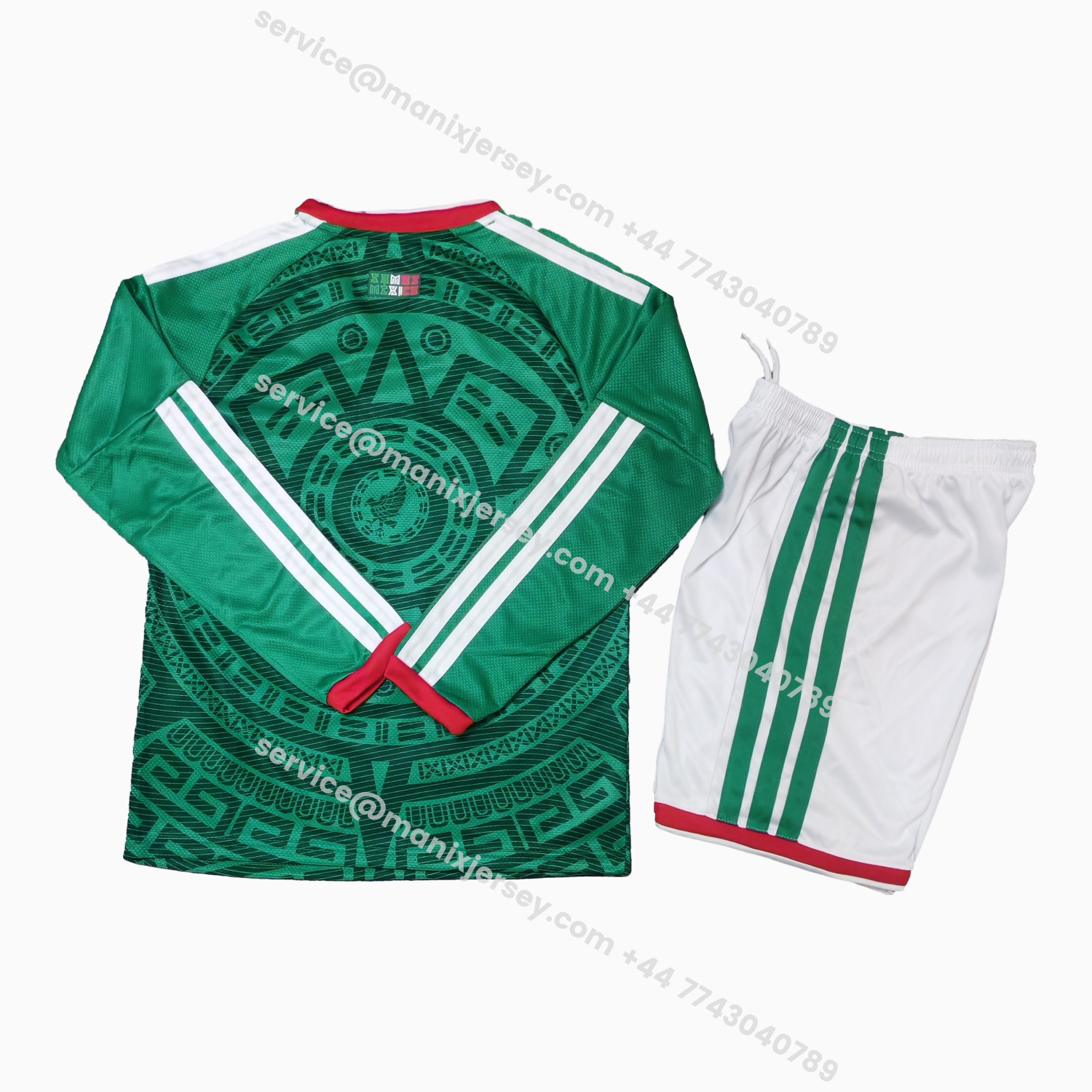 ManixJersey.com | Mexico 2026 Home Long Sleeves Kids Kit -Customize Name, Number and Patch | Worldwide Shipping