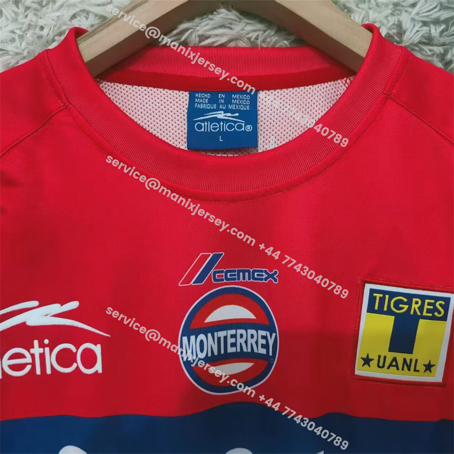 ManixJersey.com | Retro Tigres UANL 2002-03 Away Red Jersey -Customize Name, Number and Patch | Worldwide Shipping