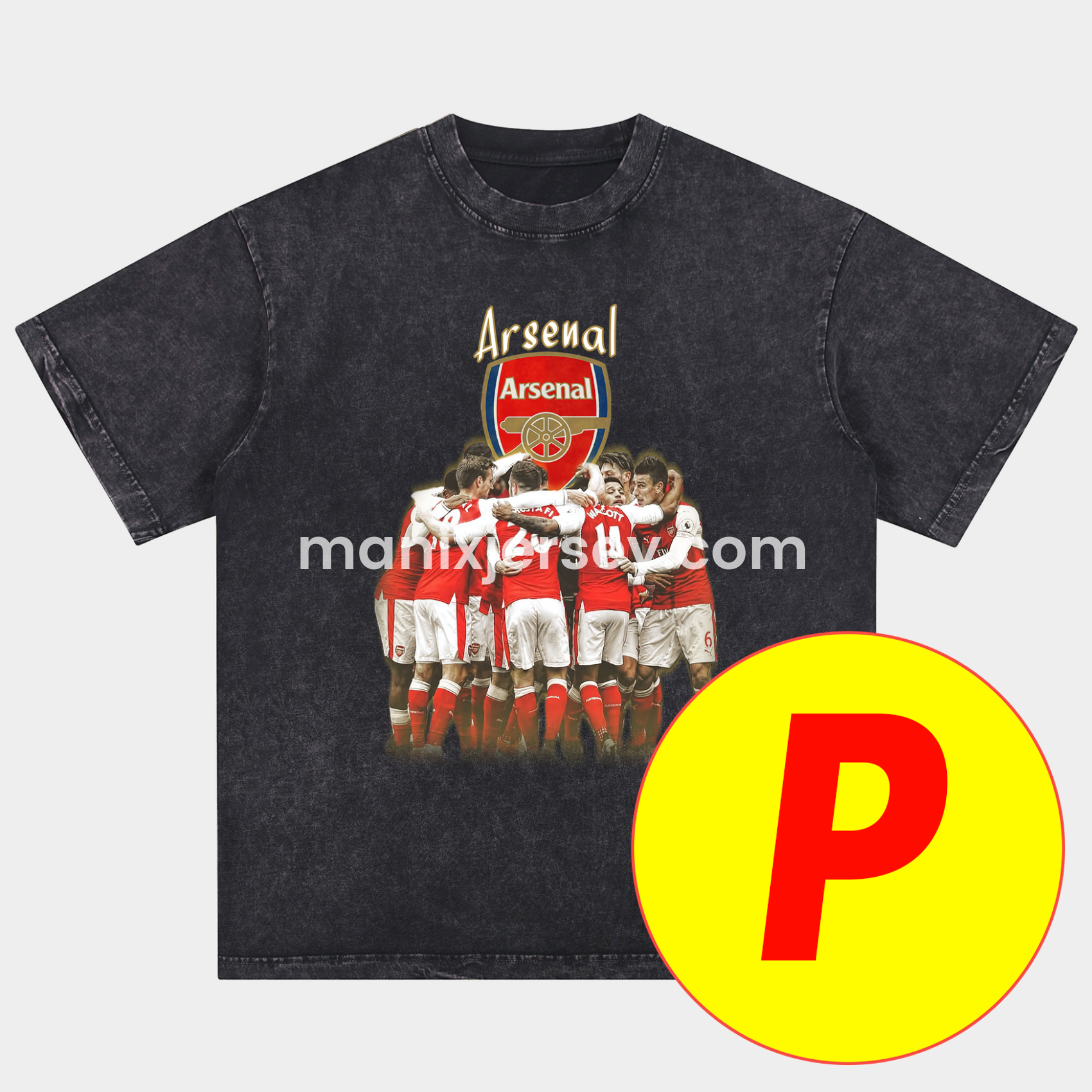 ManixJersey.com | Arsenal Henry Wenger Saka Gunners Oversized Washed T-Shirt -Customize Name, Number and Patch | Worldwide Shipping