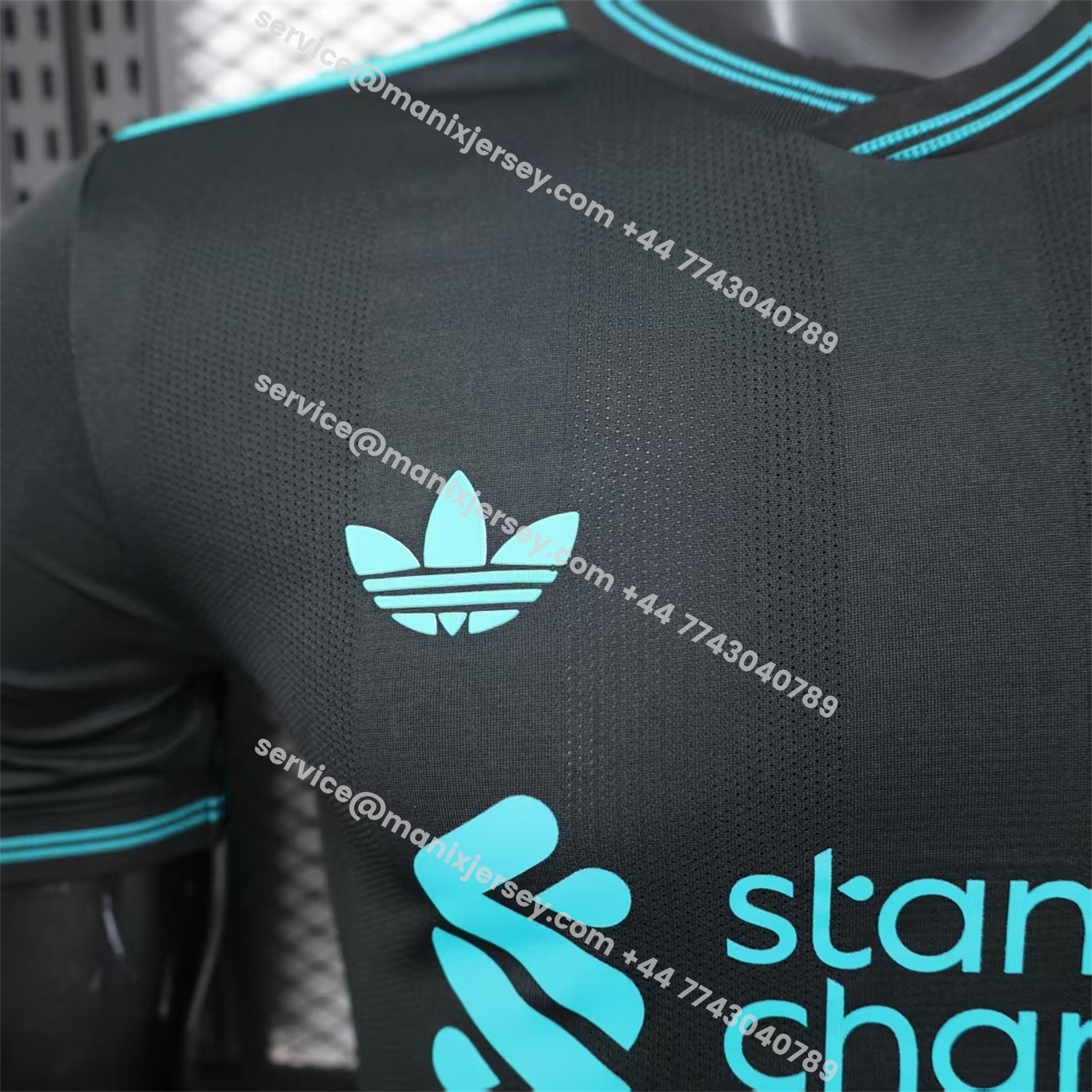 ManixJersey.com | Liver.pool 25-26 Black Special Cyan Sponsor Jersey - Player Version -Customize Name, Number and Patch | Worldwide Shipping