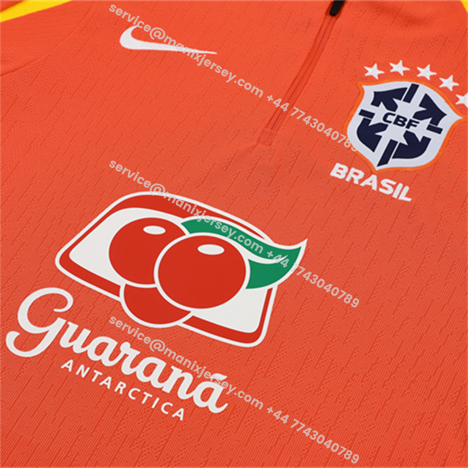 ManixJersey.com | Brazil 25-26 Kids Long Sleeve Training Set - Player Version - Orange Top and Black Pants -Customize Name, Number and Patch | Worldwide Shipping