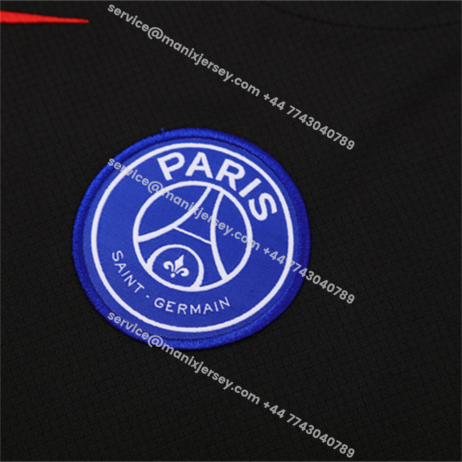 ManixJersey.com | Paris Saint-Germain PSG 25-26 Short-Sleeve Training Set - White Edge Black Top & Black Shorts -Customize Name, Number and Patch | Worldwide Shipping
