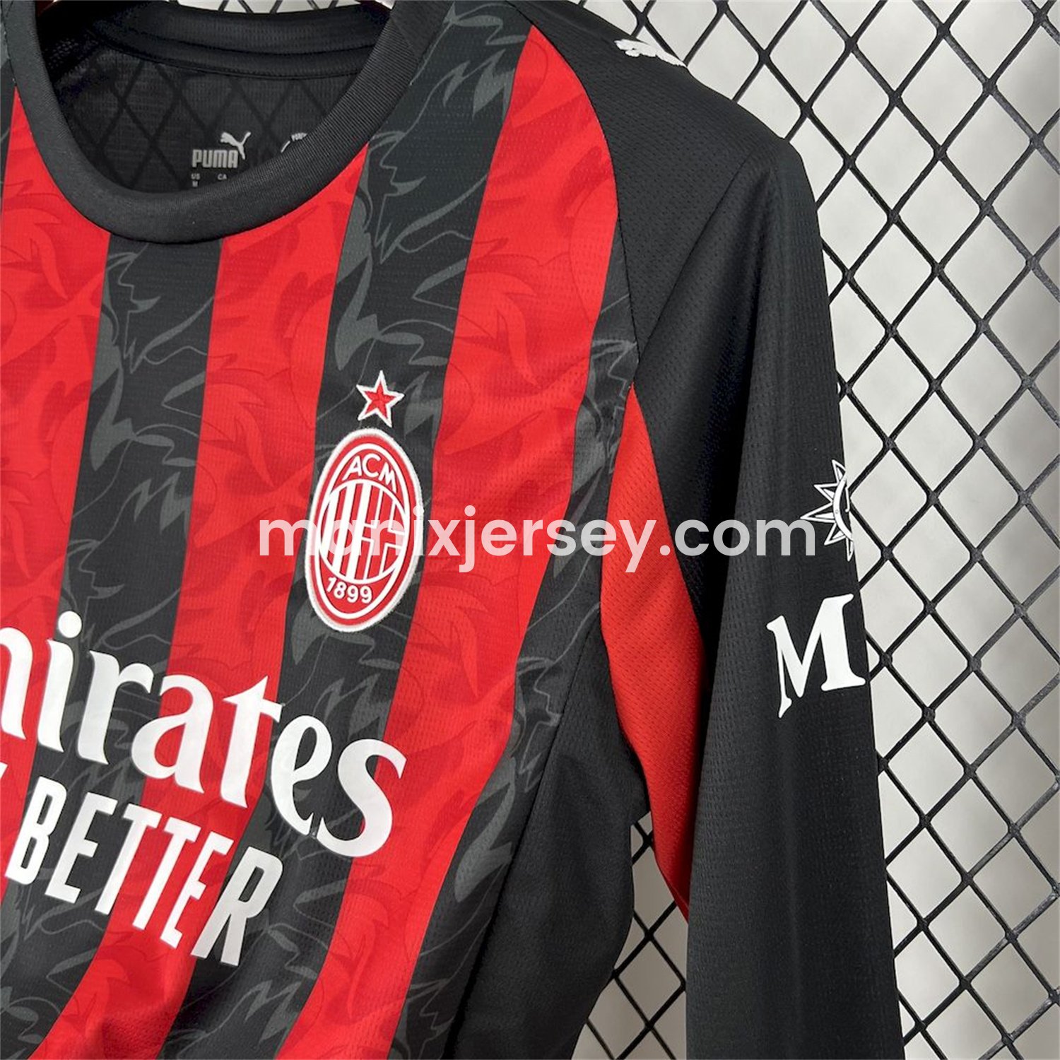 ManixJersey.com | AC Milan 25-26 Home Long Sleeves Jersey - Fans Version -Customize Name, Number and Patch | Worldwide Shipping