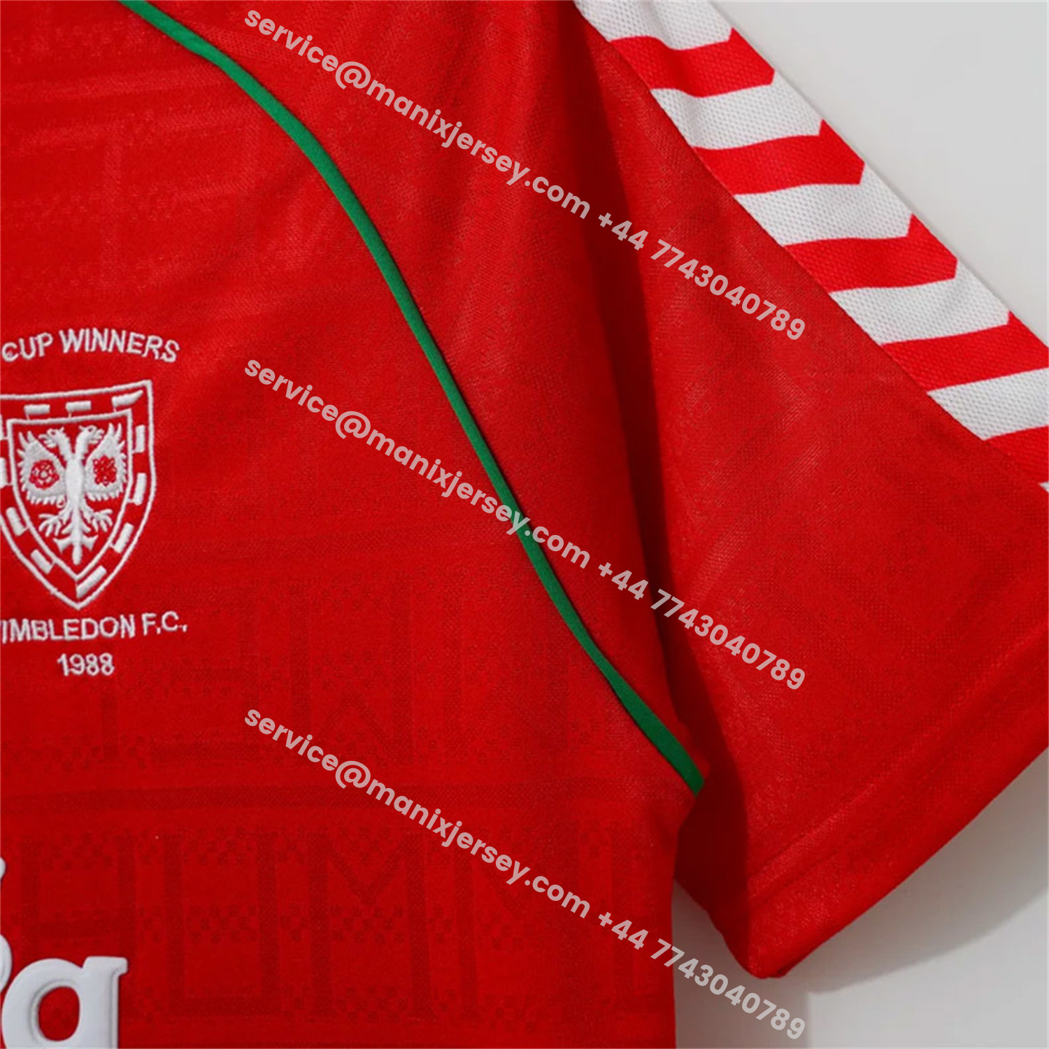 ManixJersey.com | Retro Wimbledon 1988-89 Away Red Jersey -Customize Name, Number and Patch | Worldwide Shipping