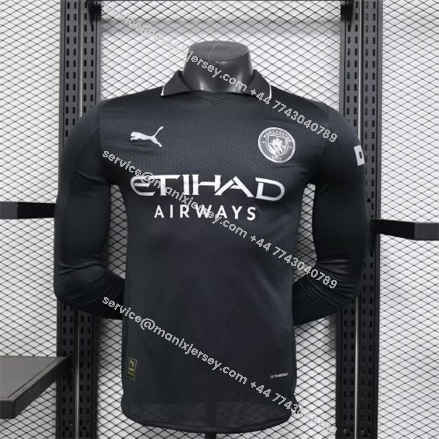 ManixJersey.com | Manchester City 25-26 Away Black Long Sleeves Jersey - Player Version -Customize Name, Number and Patch | Worldwide Shipping