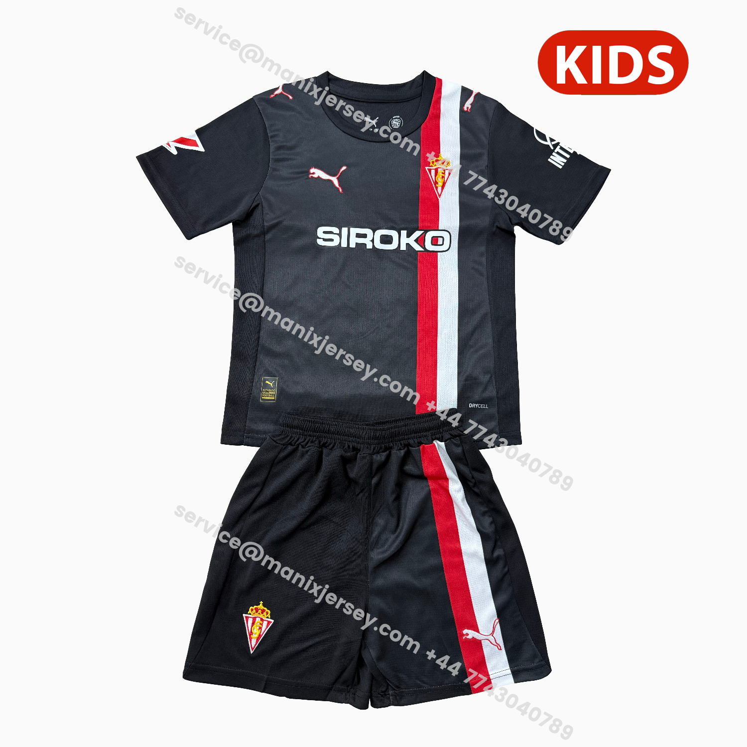 ManixJersey.com | Sporting Gijon 25-26 Away Kids Kit -Customize Name, Number and Patch | Worldwide Shipping