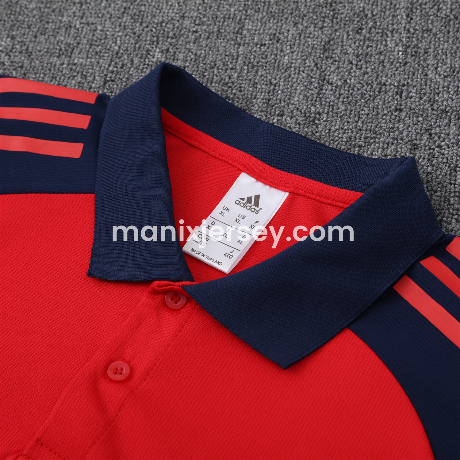 ManixJersey.com | Manchester United 25-26 POLO Short-Sleeve Training Set - Red Top and Deep Blue Pants -Customize Name, Number and Patch | Worldwide Shipping