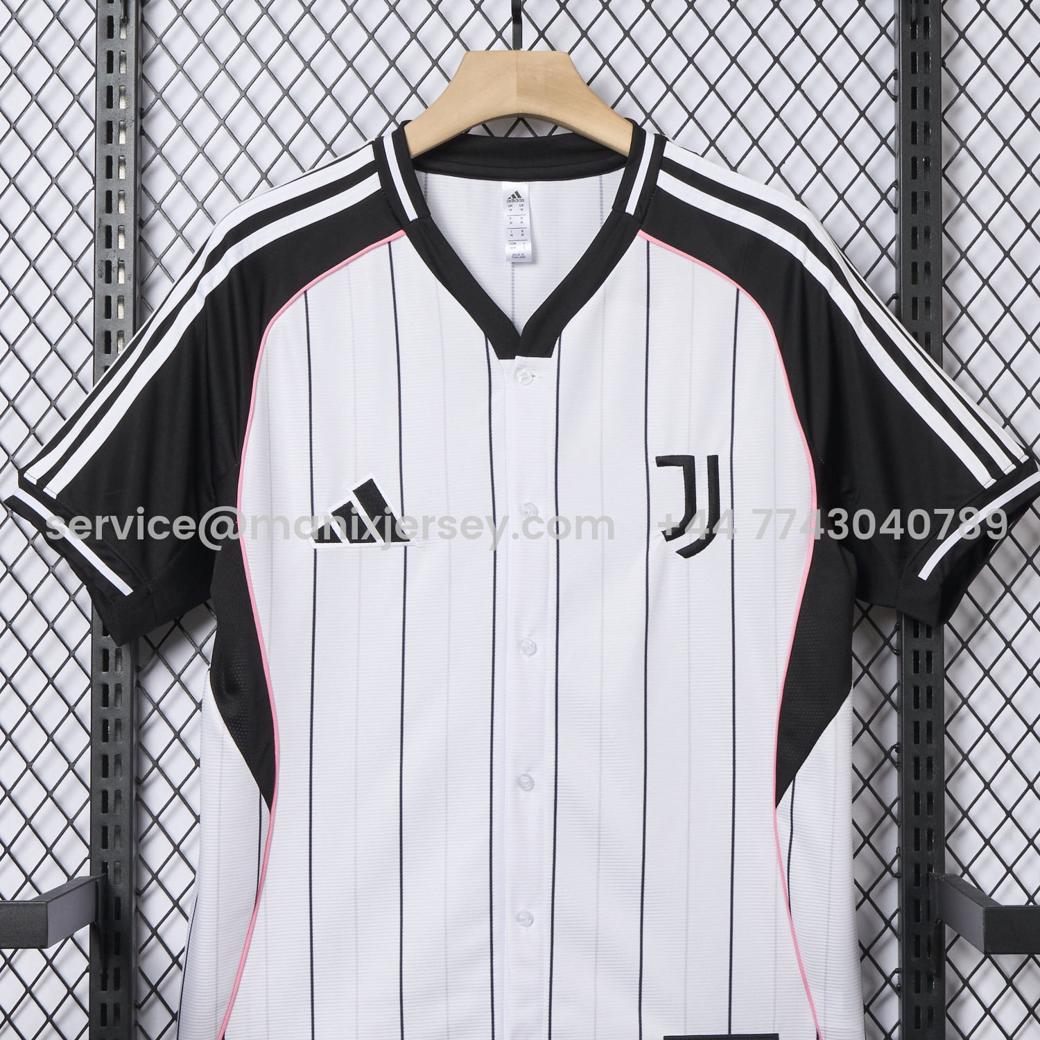 ManixJersey.com | Juventus 25-26 White Baseball Jersey with Black Stripes -Customize Name, Number and Patch | Worldwide Shipping