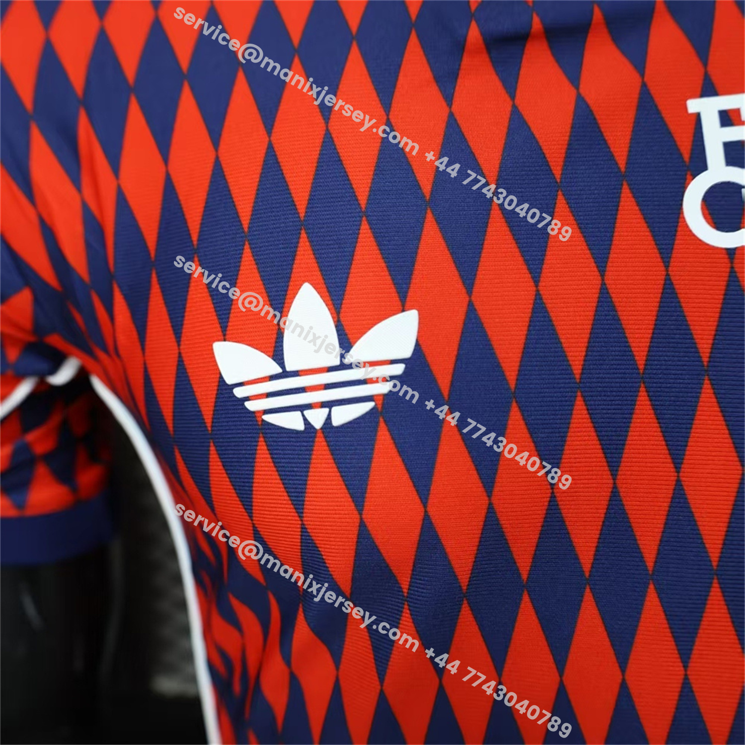ManixJersey.com | Bayern Munich 25-26 Trefoil Retro Style Red And Deep Blue Jersey - Player Version -Customize Name, Number and Patch | Worldwide Shipping