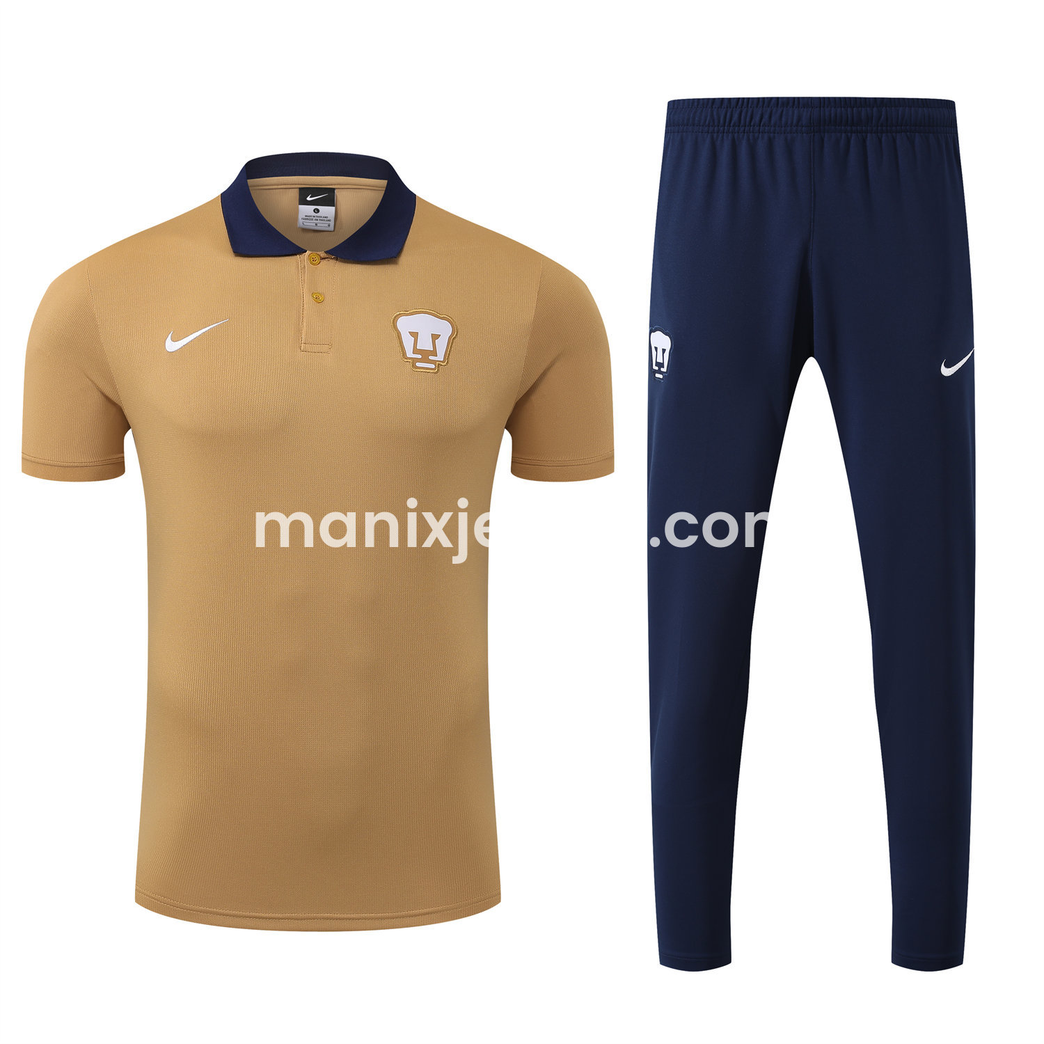ManixJersey.com | Pumas UNAM 25-26 POLO Short-Sleeve Training Set - Brown Top and Deep Blue Pants -Customize Name, Number and Patch | Worldwide Shipping